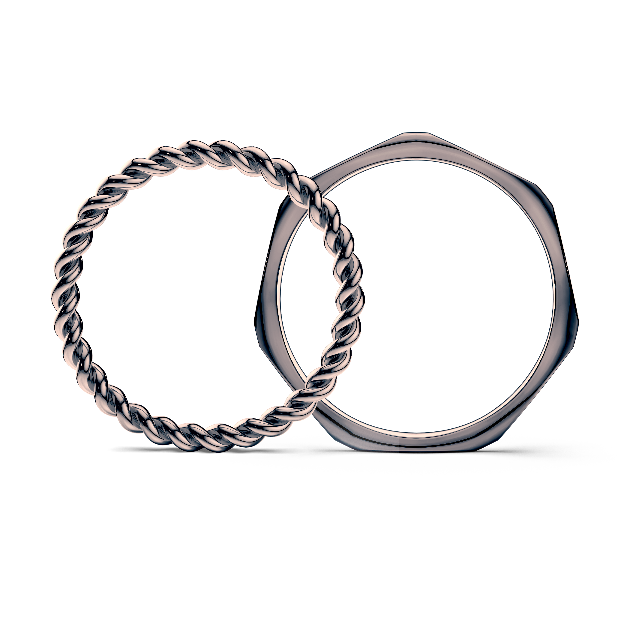 Partnerringe Sign of Love®: schwarzes Gold, rund 1,6 mm und flach 1,9 mm