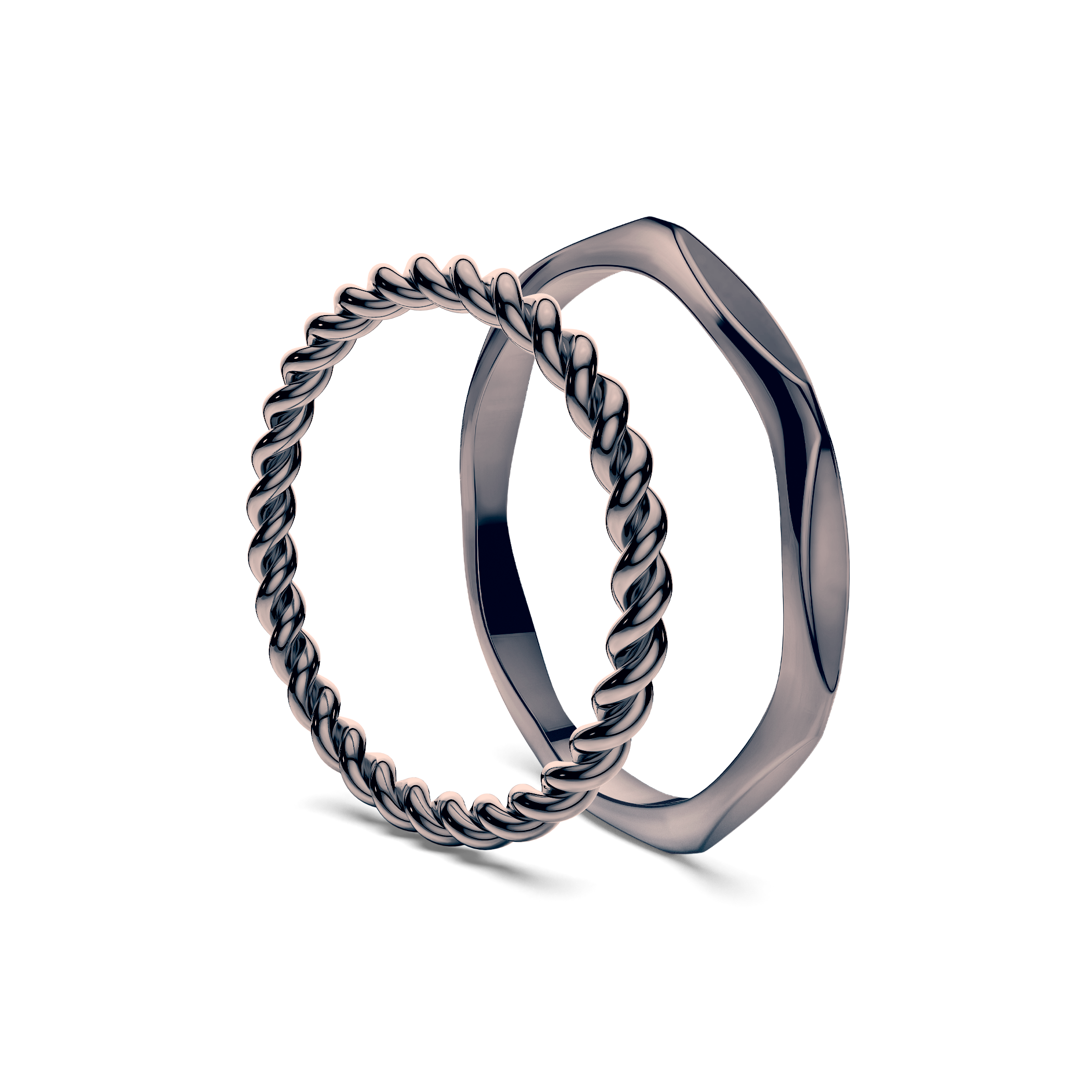 Partnerringe Sign of Love®: schwarzes Gold, rund 1,6 mm und flach 1,9 mm