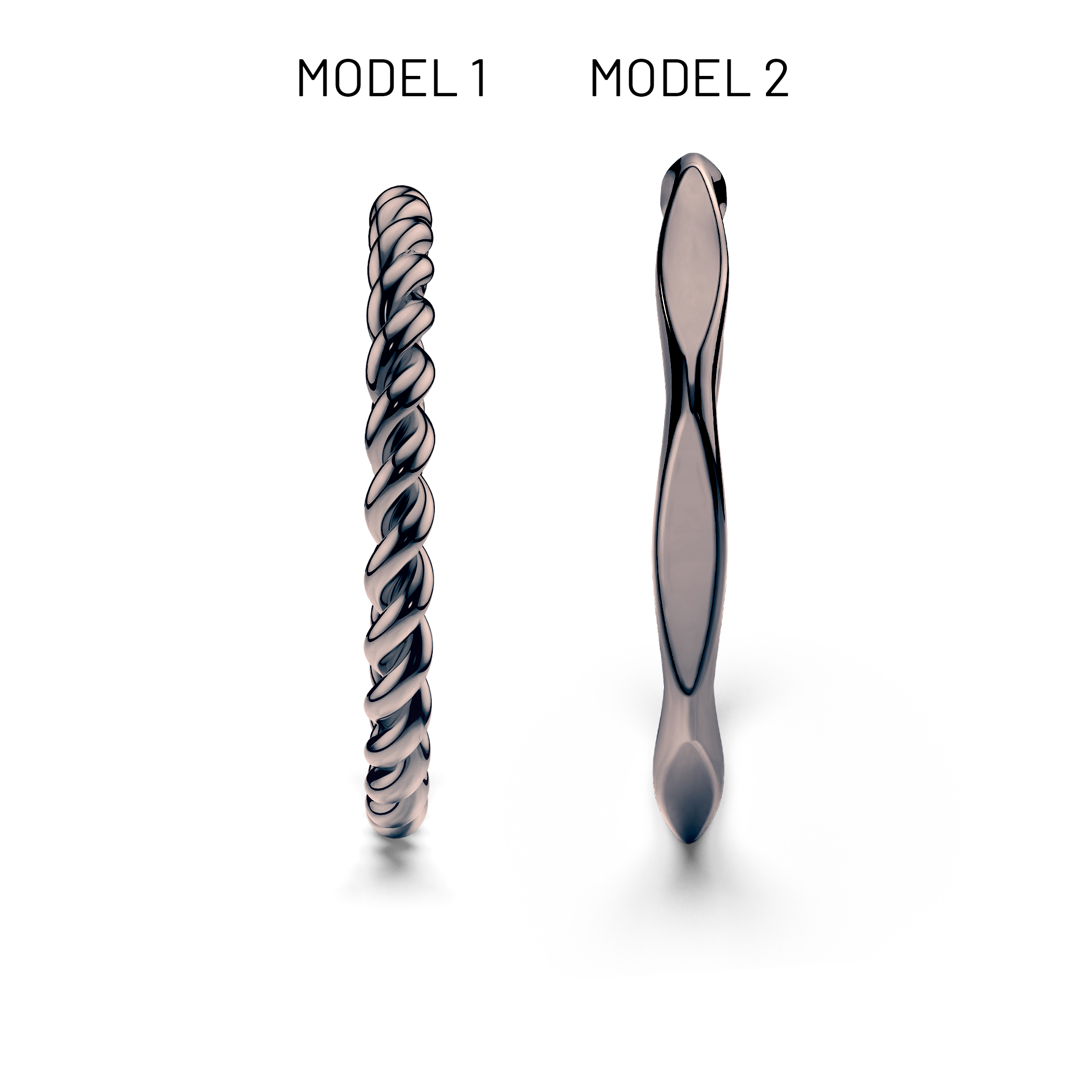 Partnerringe Sign of Love®: schwarzes Gold, rund 1,6 mm und flach 1,9 mm