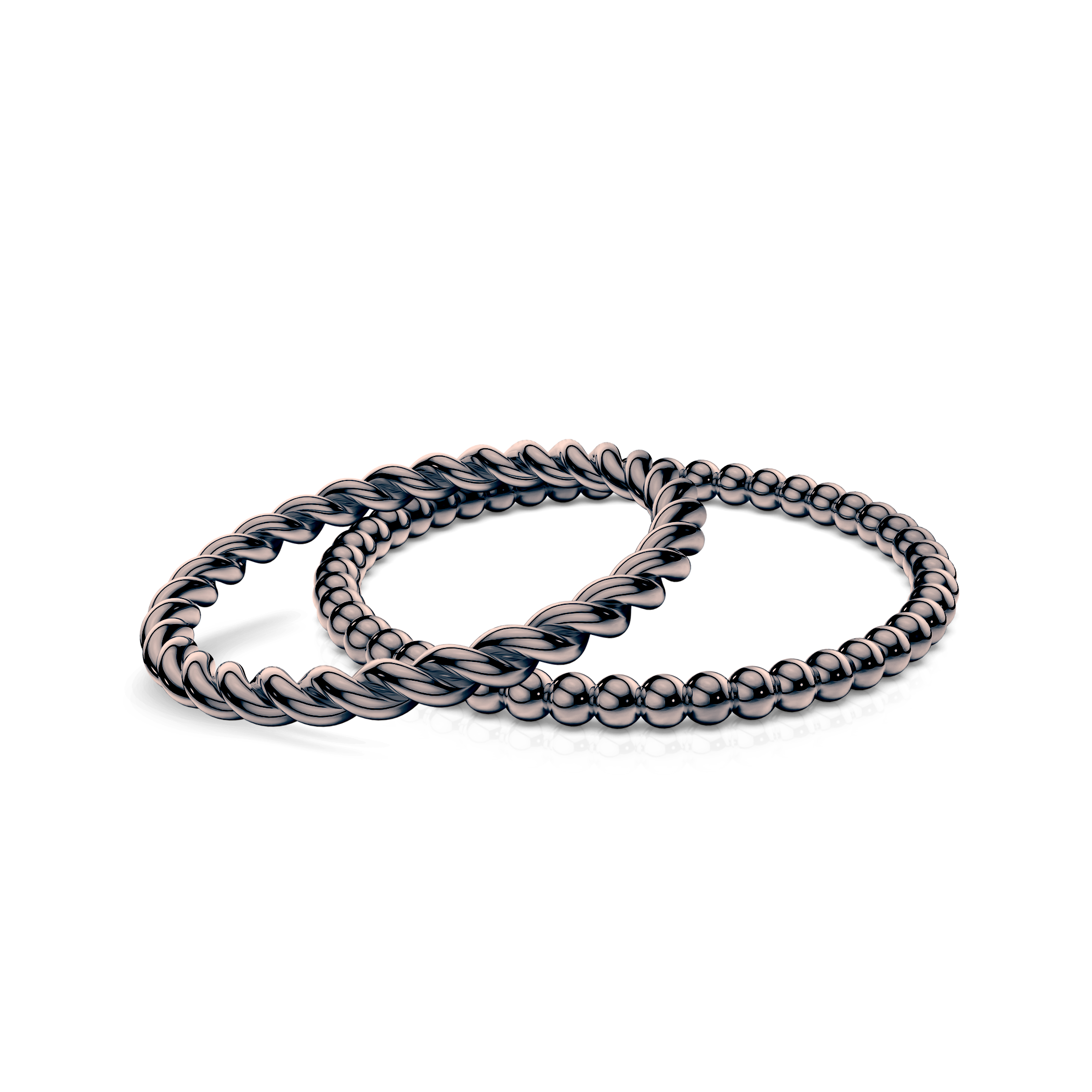 Obrączki partnerskie Sign of Love®: czarne złoto, okrągła 1,6mm i płaska 1,3mm