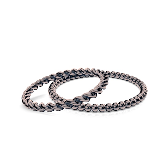 Partnerské prsteny Sign of Love®: černé zlato, kulatý 1,6 mm + plochý 1,3 mm