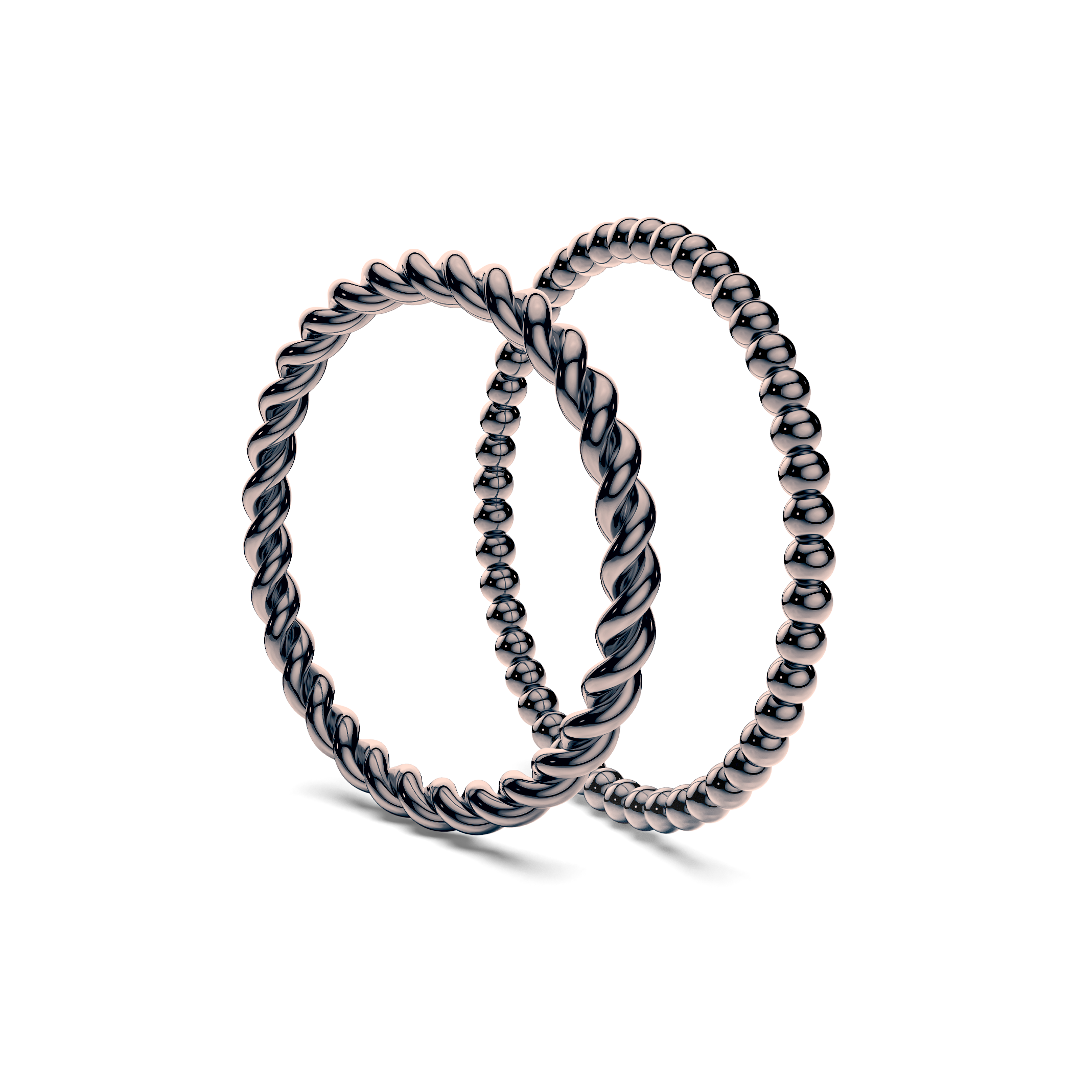 Partnerringe Sign of Love®: schwarzes Gold, rund 1,6 mm und flach 1,3 mm