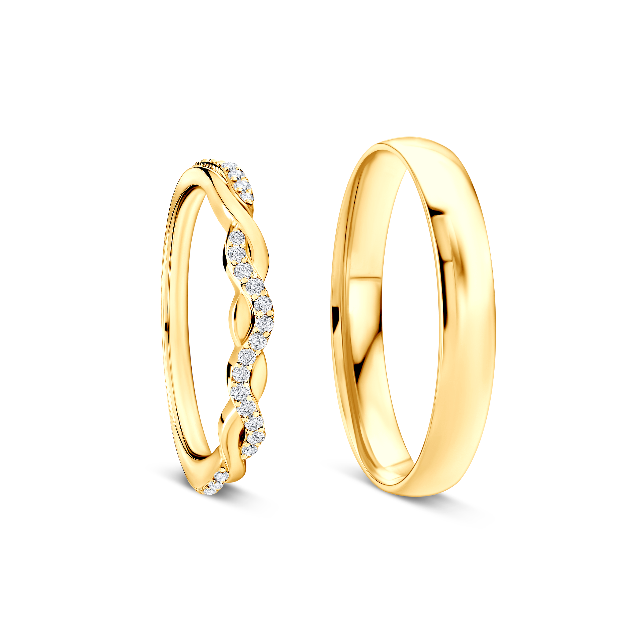 Obrączki ślubne: złote, półokrągłe 1,5mm i 3mm