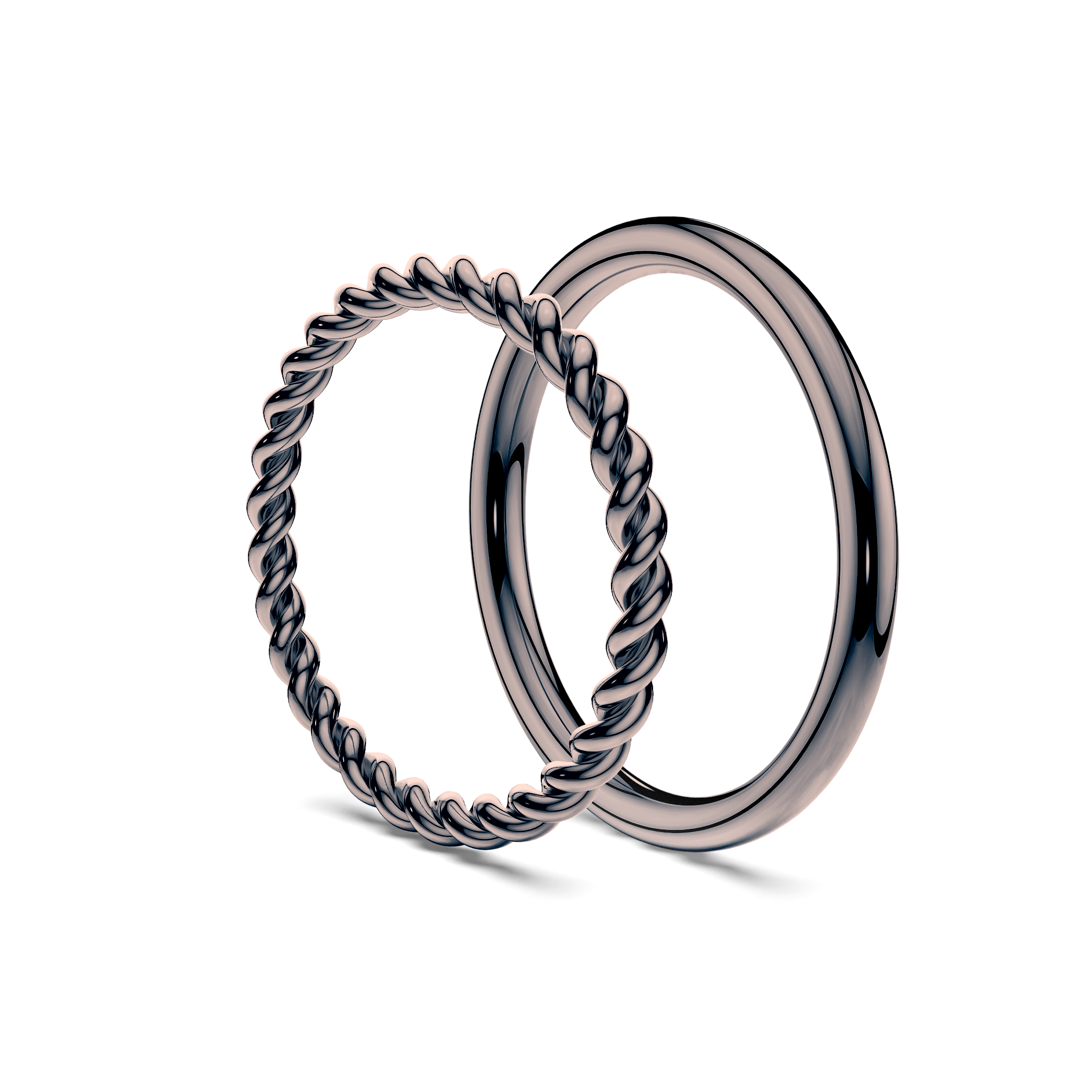 Partnerringe Sign of Love®: schwarzes Gold, rund 1,6 mm und rund 1,7 mm