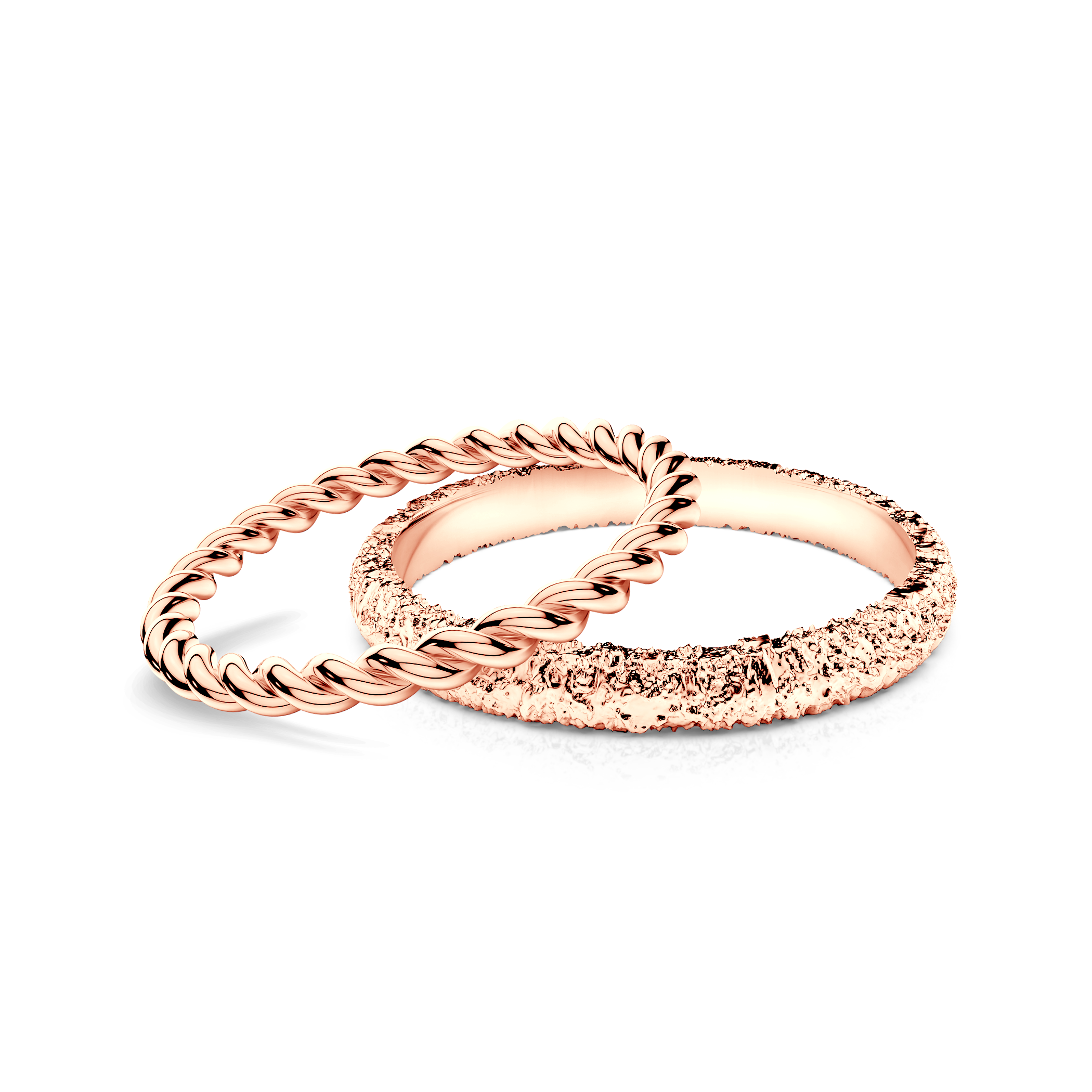 Obrączki partnerskie Sign of Love®: różowe złoto, okrągła 1,6mm i płaska 2,6mm