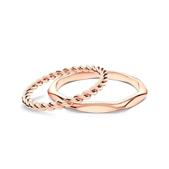 Partnerské prsteny Sign of Love®: růžové zlato, kulatý 1,6 mm + plochý 1,9 mm