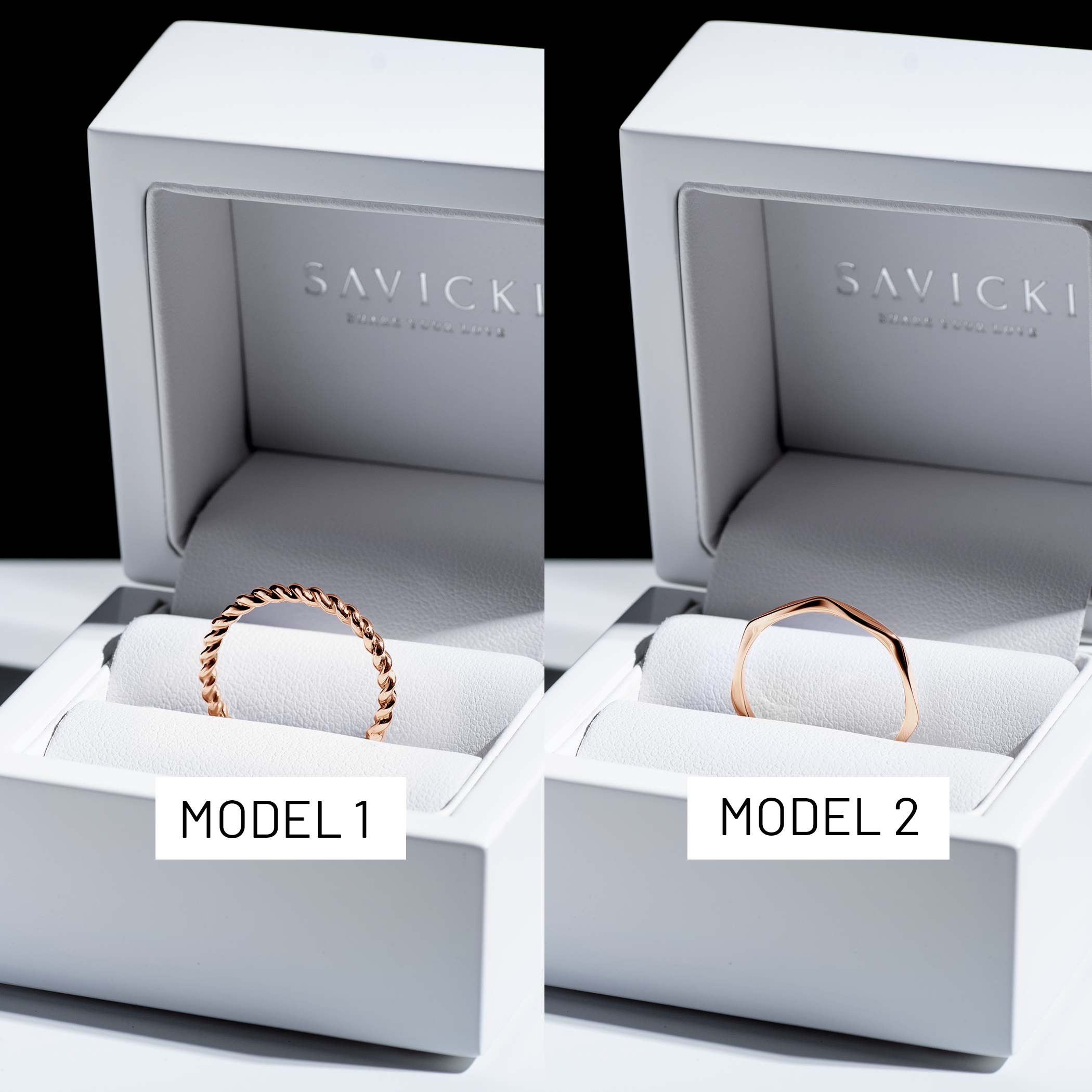 Partnerringe Sign of Love®: Roségold, rund 1,6 mm und flach 1,9 mm