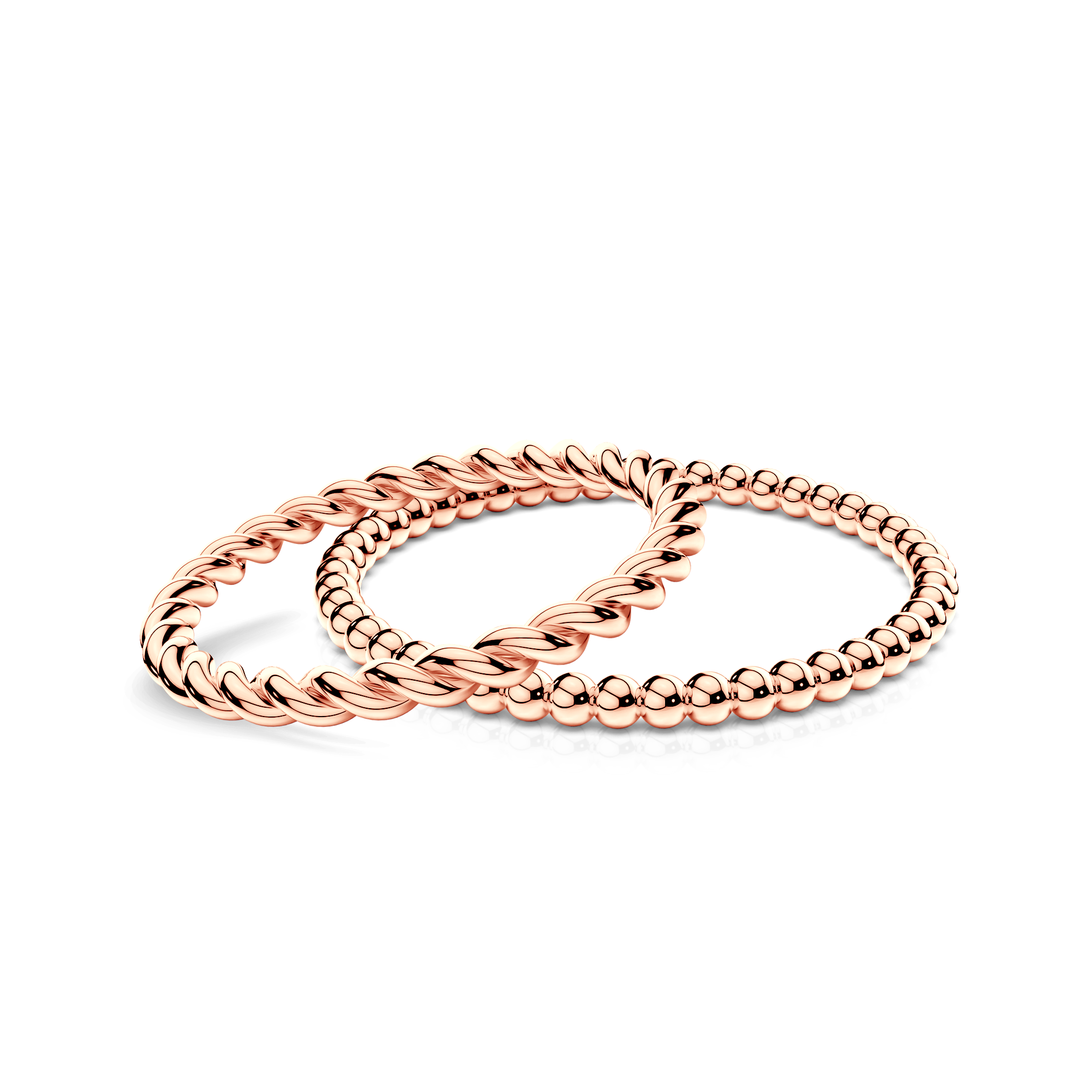 Obrączki partnerskie Sign of Love®: różowe złoto, okrągła 1,6mm i płaska 1,3mm