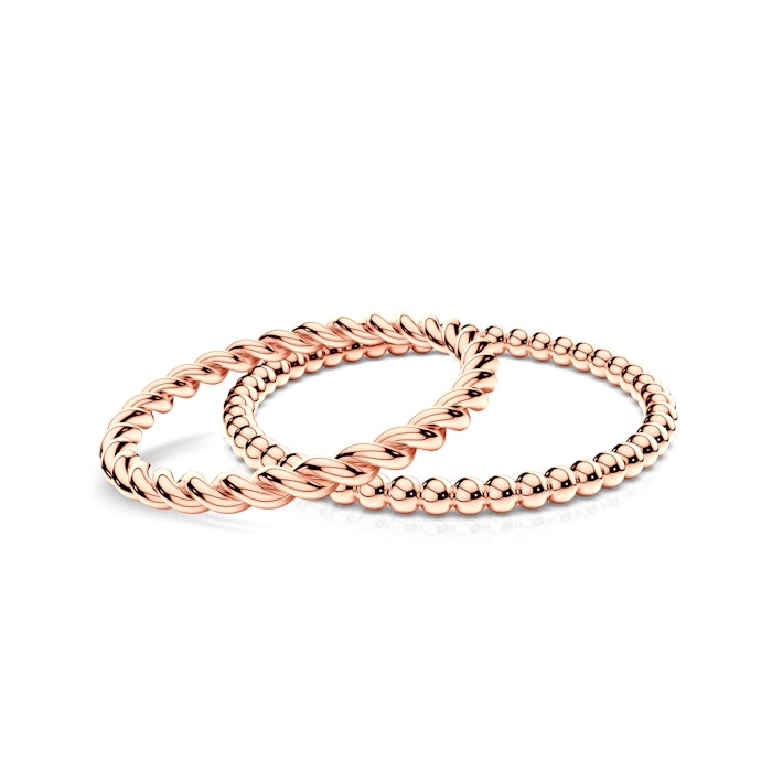 Partnerské prsteny Sign of Love®: růžové zlato, kulatý 1,6 mm + plochý 1,3 mm