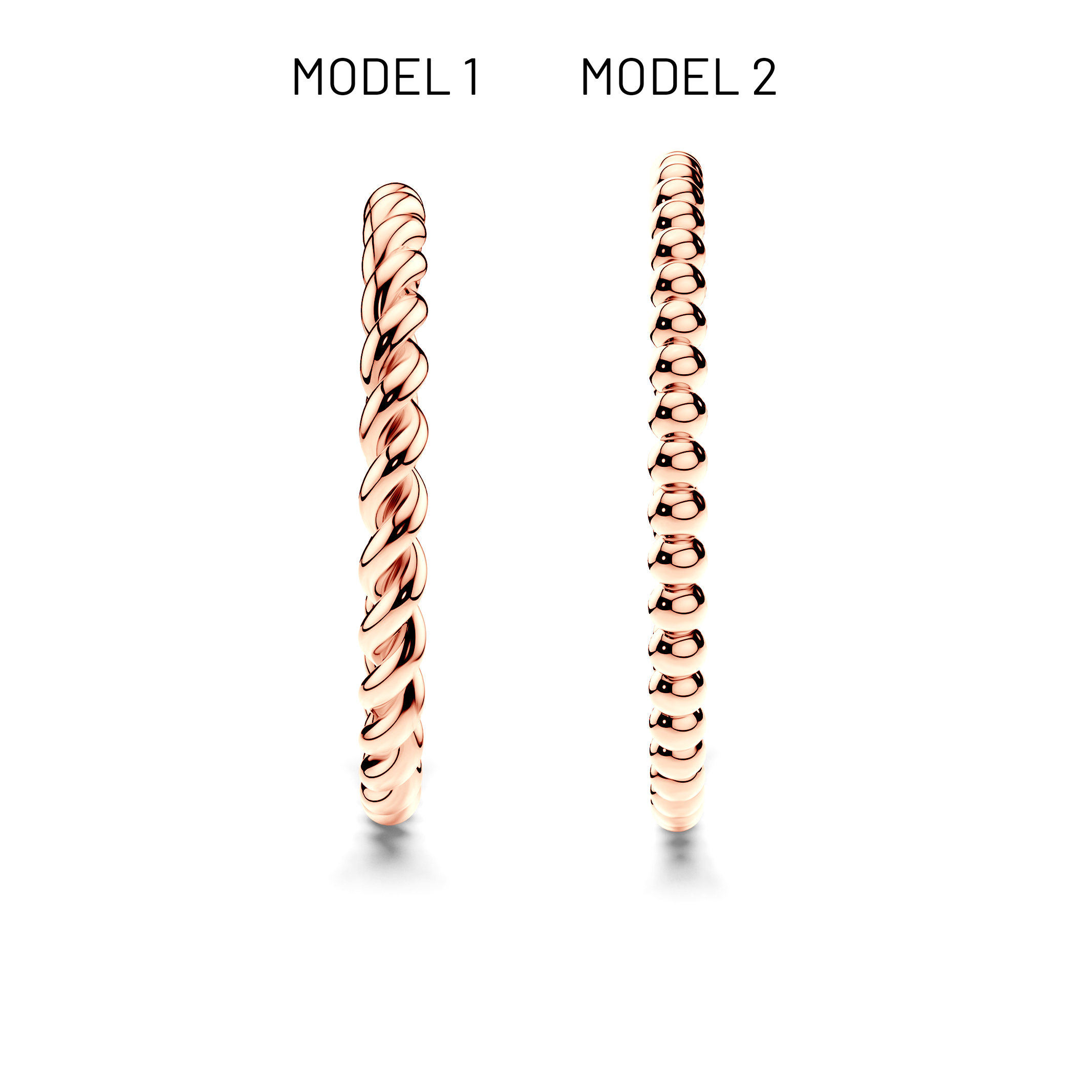 Partnerringe Sign of Love®: Roségold, rund 1,6 mm und flach 1,3 mm