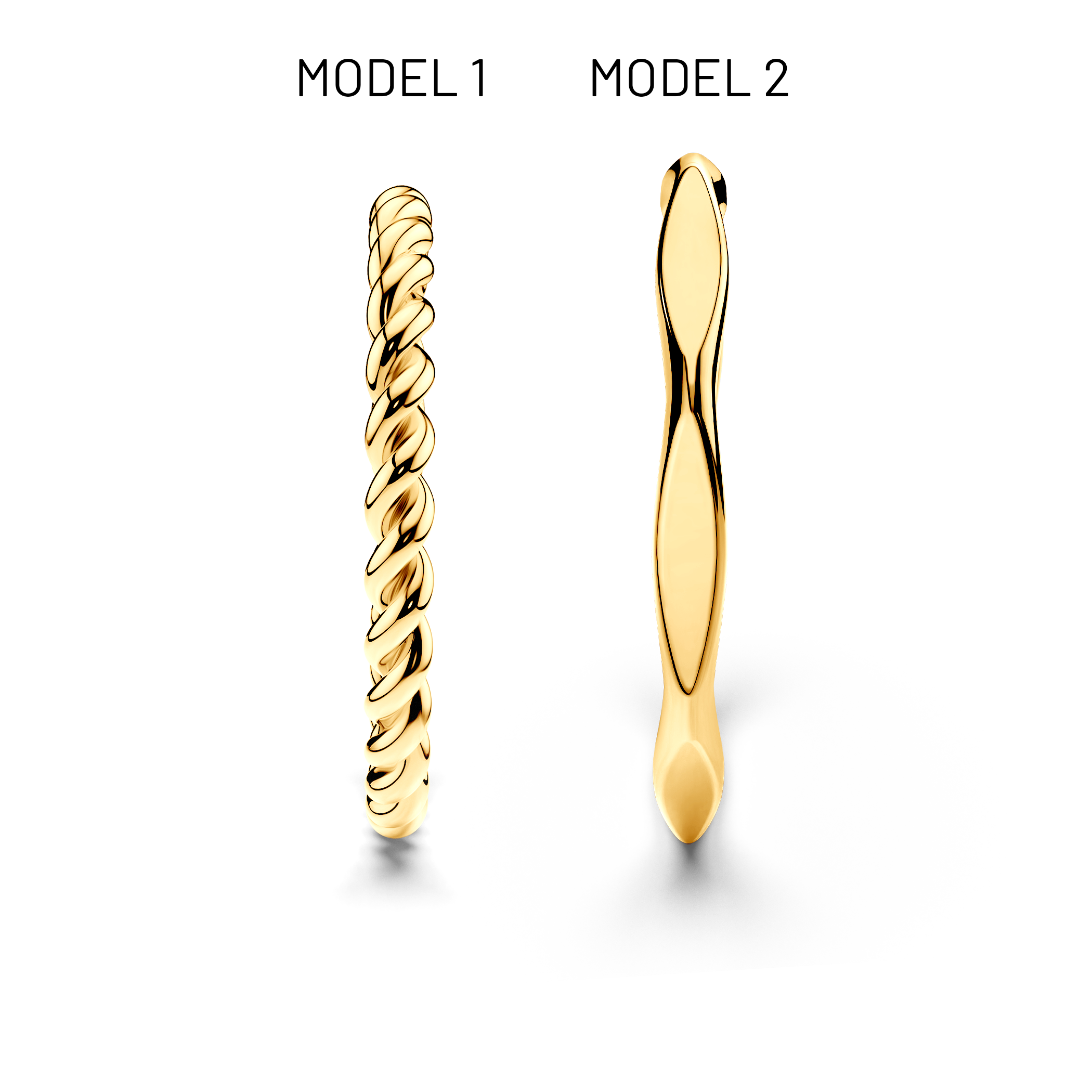 Obrączki partnerskie Sign of Love®: złote, okrągła 1,6mm i płaska 1,9mm