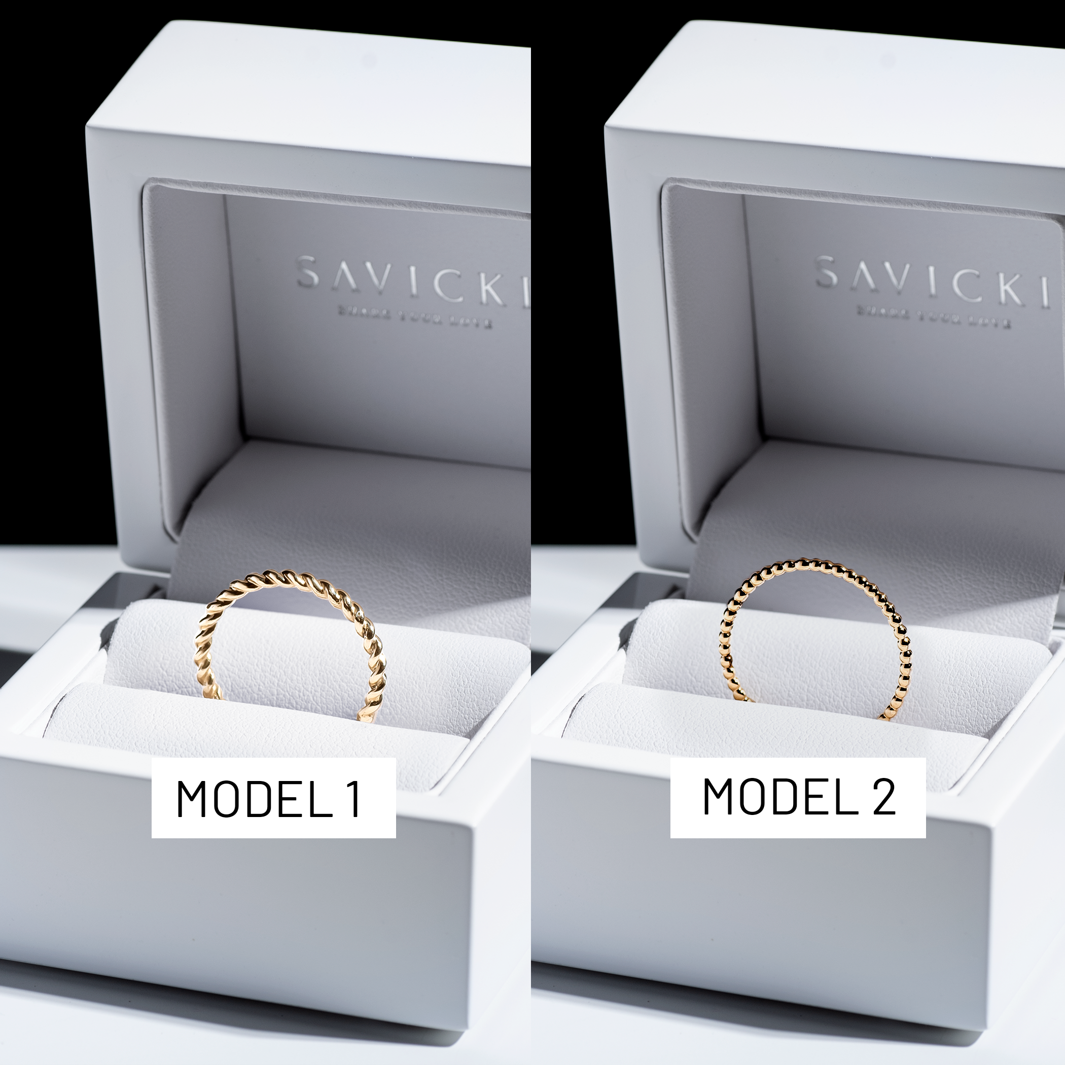 Obrączki partnerskie Sign of Love®: złote, okrągła 1,6mm i płaska 1,3mm