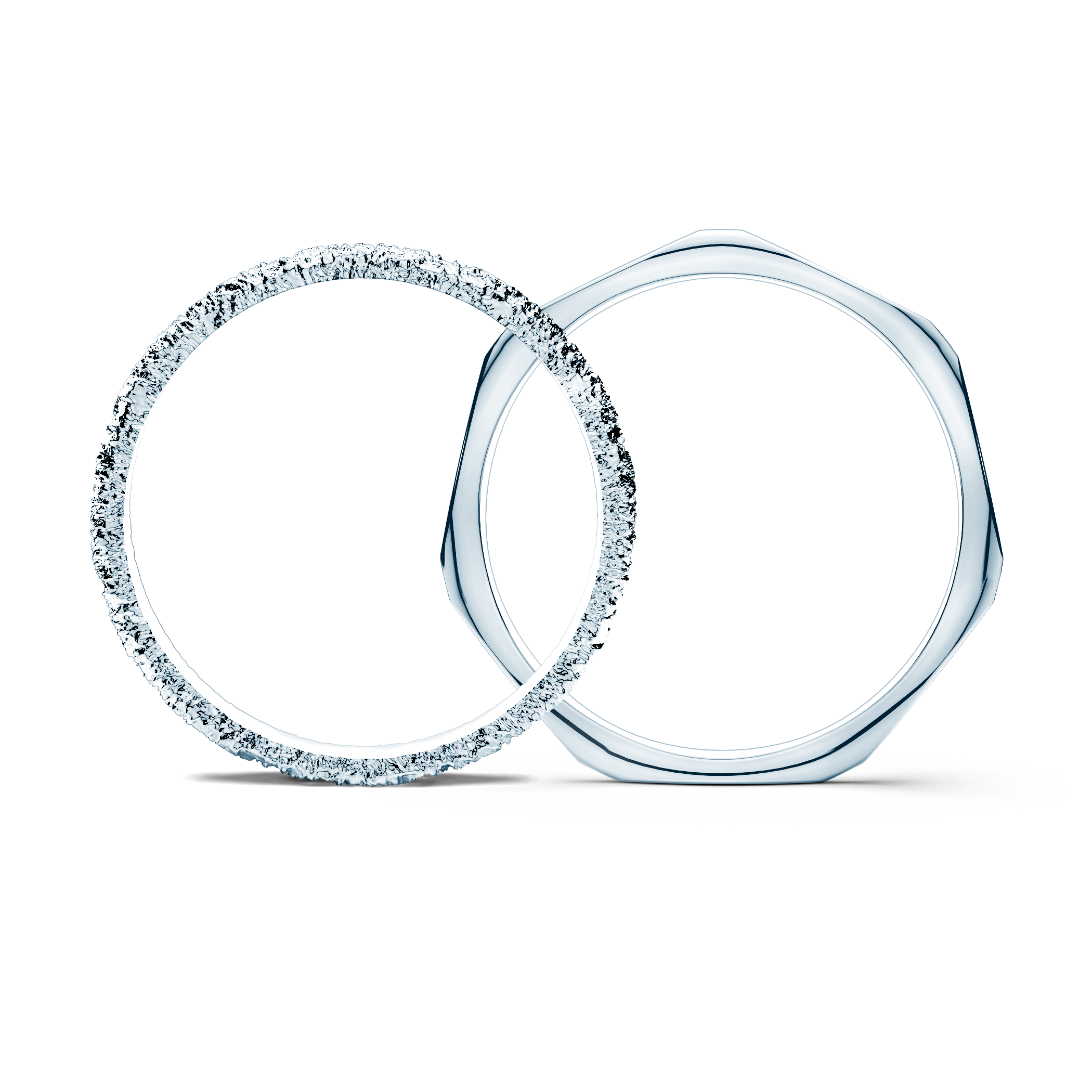 Partnerringe Sign of Love®: Weißgold, flach 2,6 mm und flach 1,9 mm