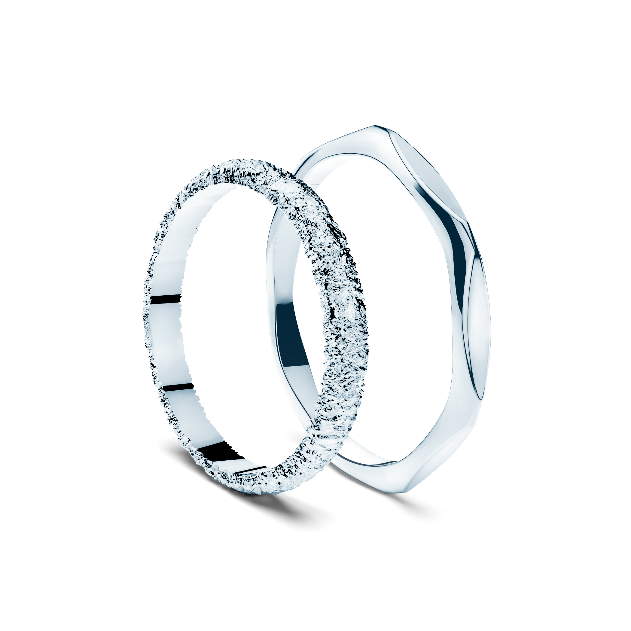 Partnerringe Sign of Love®: Weißgold, flach 2,6 mm und flach 1,9 mm