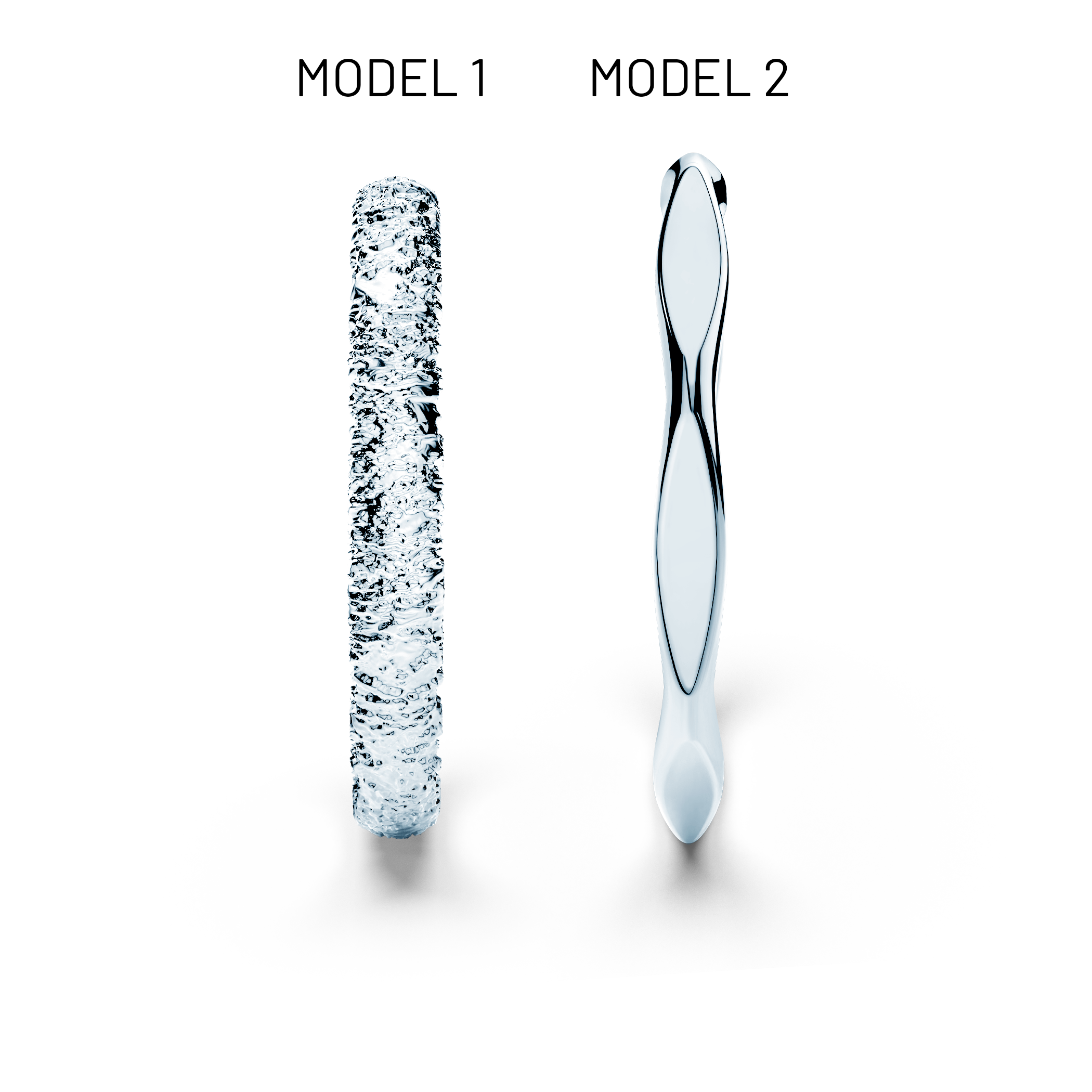 Partnerringe Sign of Love®: Weißgold, flach 2,6 mm und flach 1,9 mm