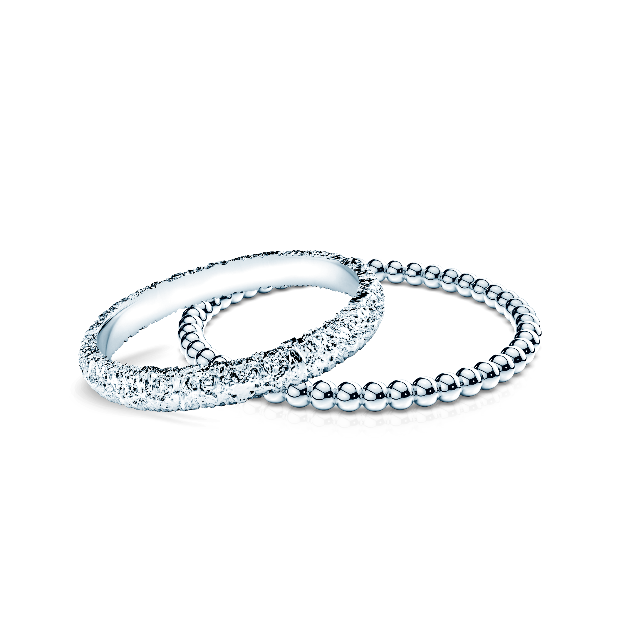 Partnerské prsteny Sign of Love®: bílé zlato, plochý 2,6 mm + kulatý 1,3 mm