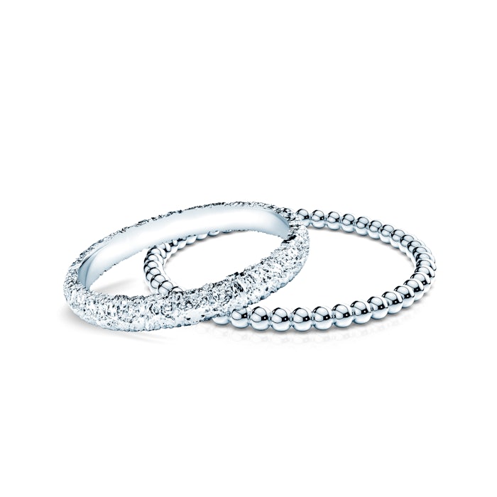 Partnerské prsteny Sign of Love®: bílé zlato, plochý 2,6 mm + kulatý 1,3 mm