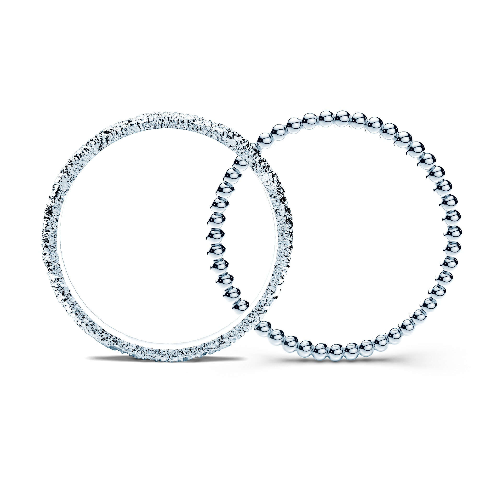 Partnerringe Sign of Love®: Weißgold, flach 2,6 mm und rund 1,3 mm