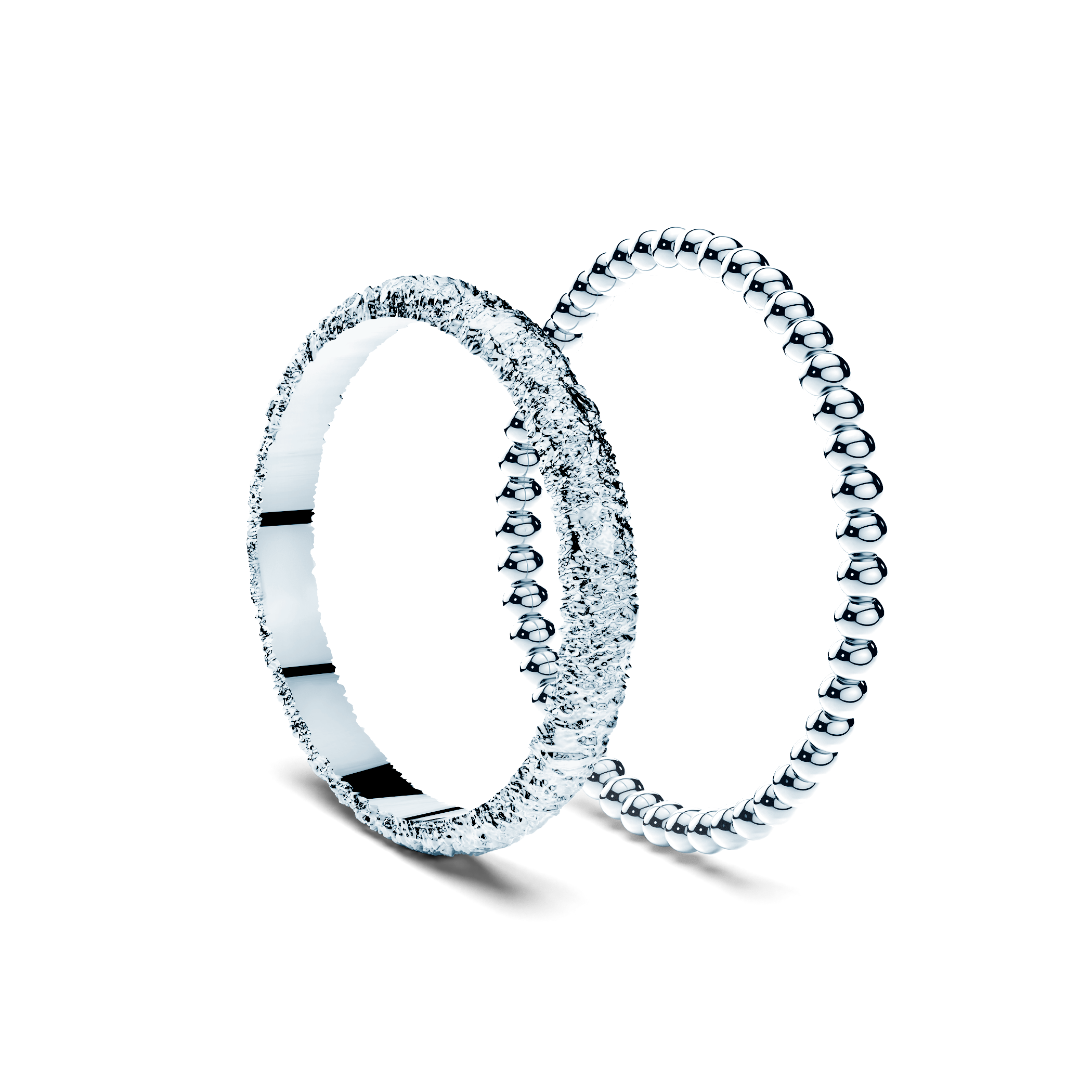 Partnerringe Sign of Love®: Weißgold, flach 2,6 mm und rund 1,3 mm