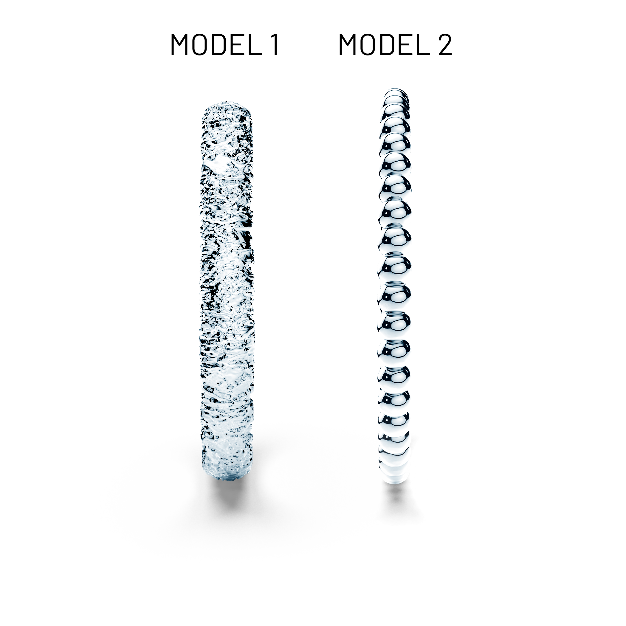 Partnerringe Sign of Love®: Weißgold, flach 2,6 mm und rund 1,3 mm