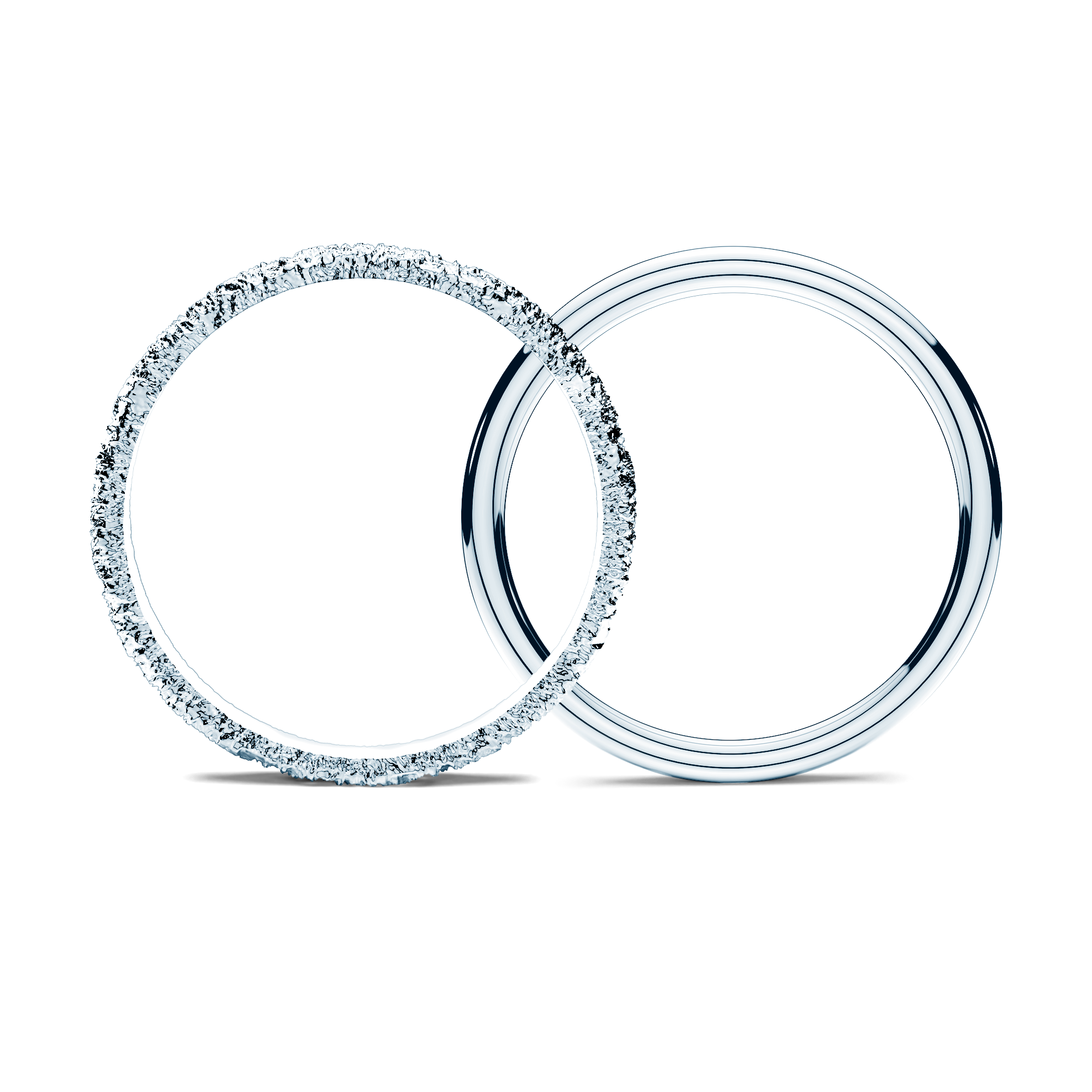 Partnerringe Sign of Love®: Weißgold, flach 2,6 mm und rund 1,7 mm