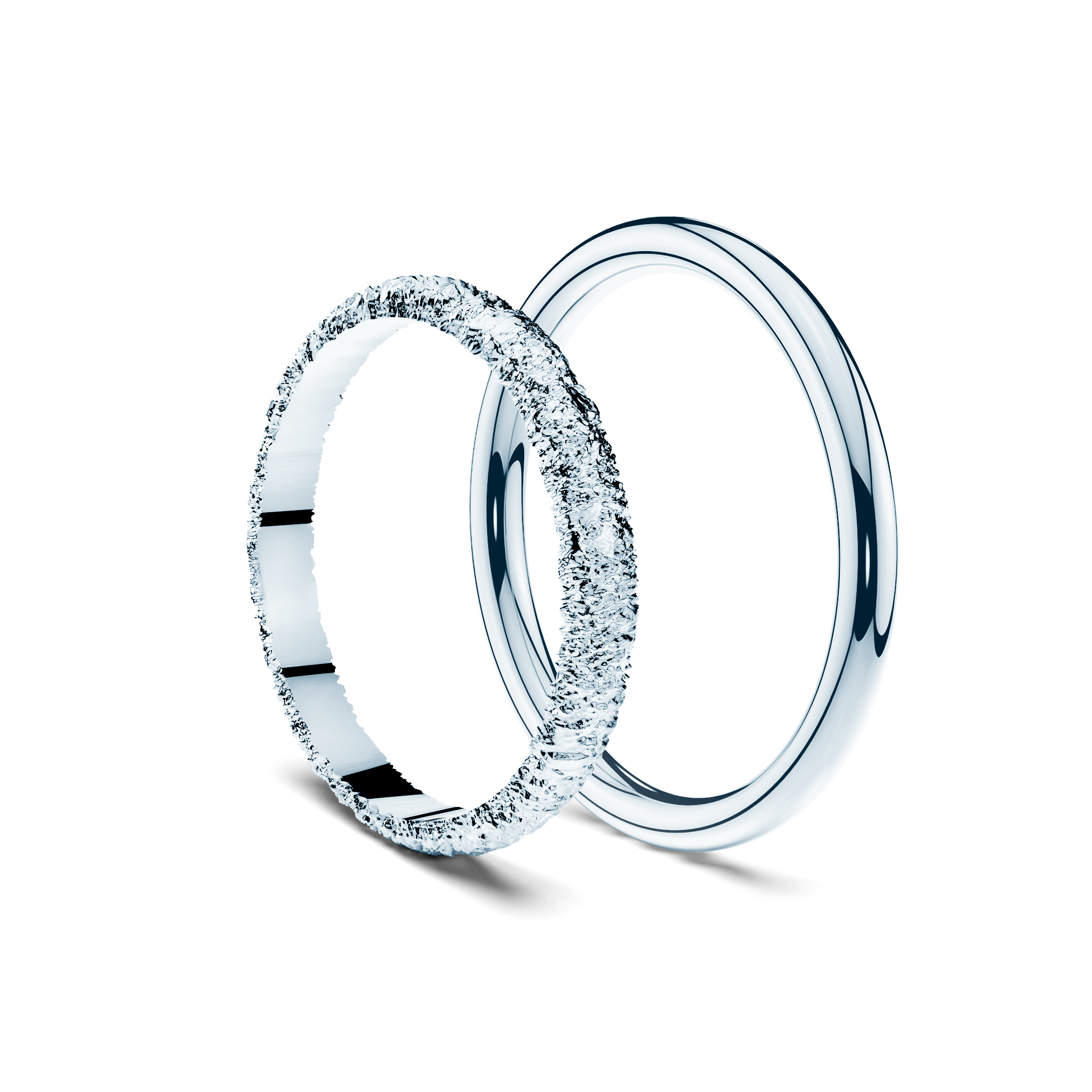 Partnerringe Sign of Love®: Weißgold, flach 2,6 mm und rund 1,7 mm