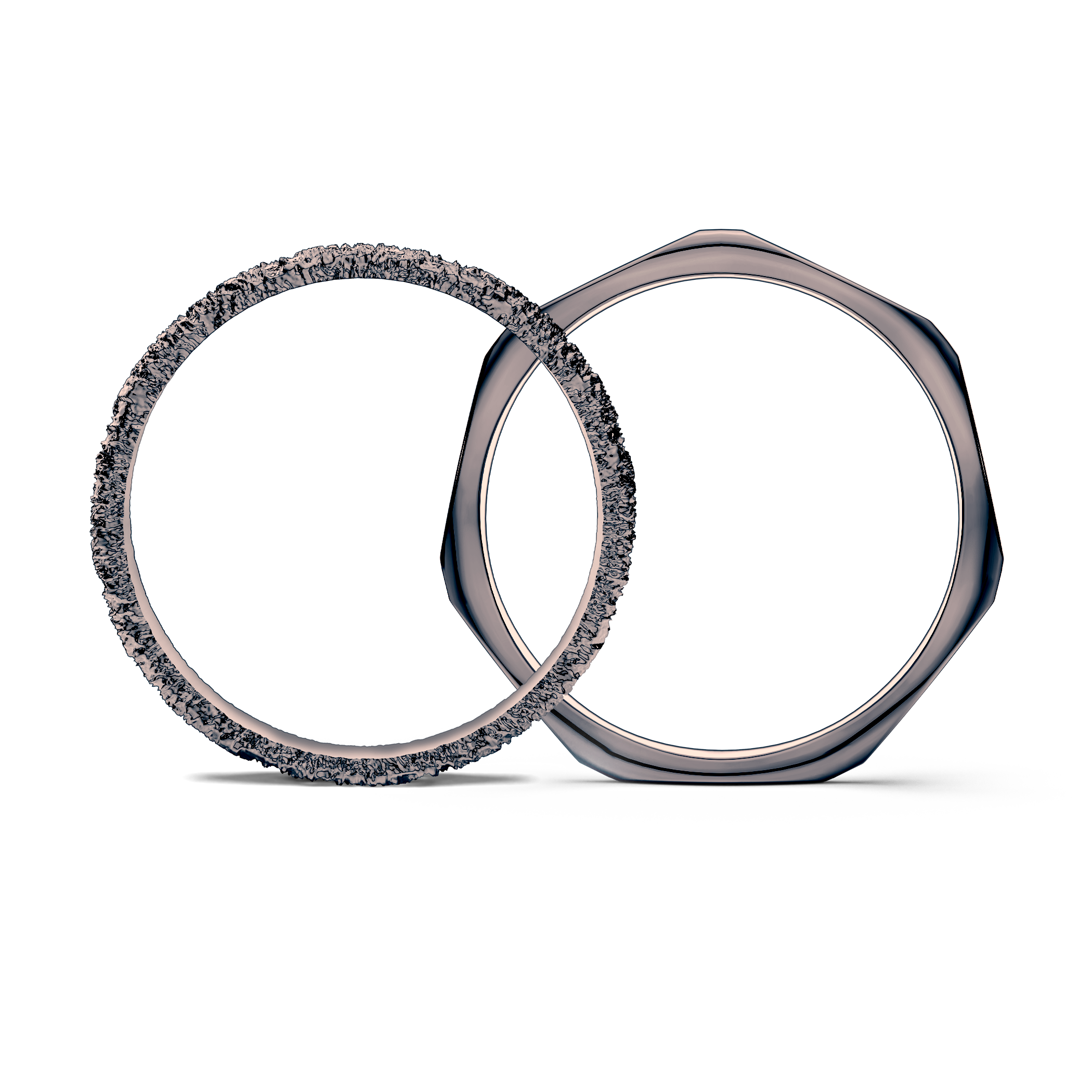 Partnerringe Sign of Love®: schwarzes Gold, flach 2,6 mm und flach 1,9 mm