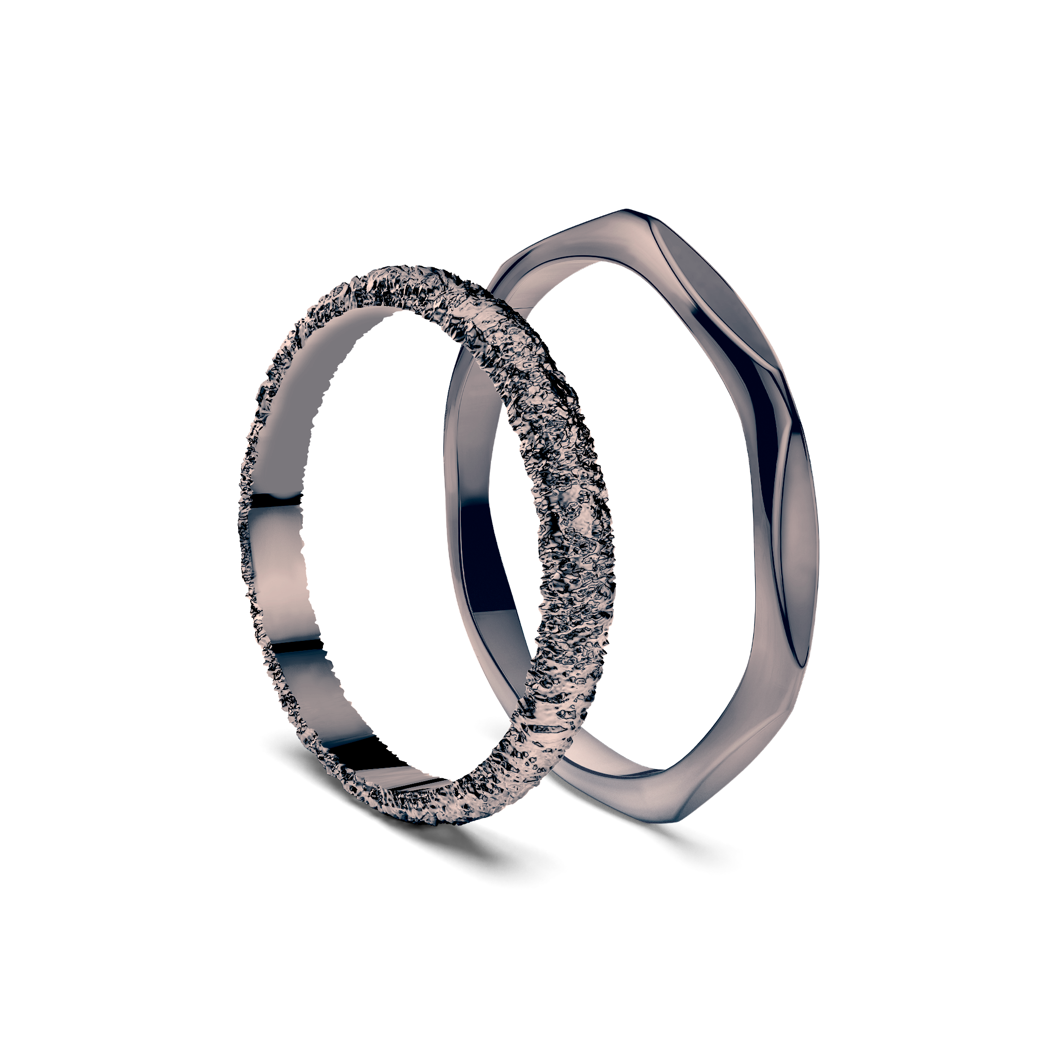 Partnerringe Sign of Love®: schwarzes Gold, flach 2,6 mm und flach 1,9 mm