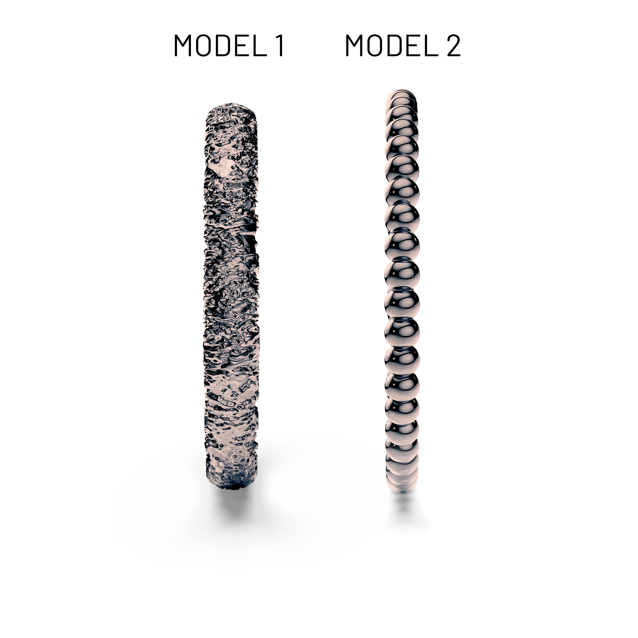 Partnerringe Sign of Love®: schwarzes Gold, flach 2,6 mm und rund 1,3 mm