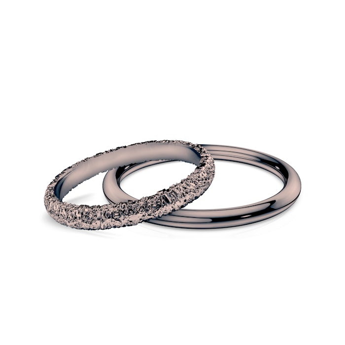 Partnerské prsteny Sign of Love®: černé zlato, plochý 2,6 mm + kulatý 1,7 mm