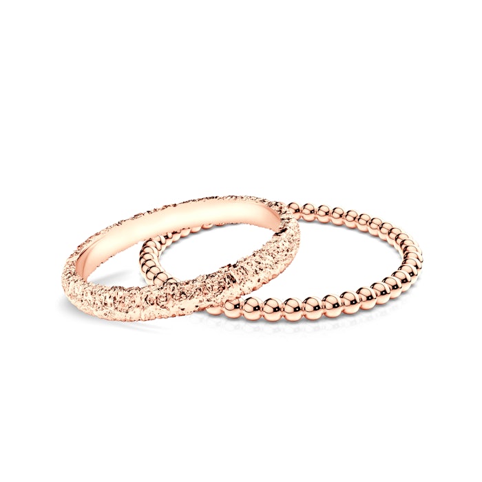 Obrączki partnerskie Sign of Love®: różowe złoto, płaska 2,6mm i okrągła 1,3mm