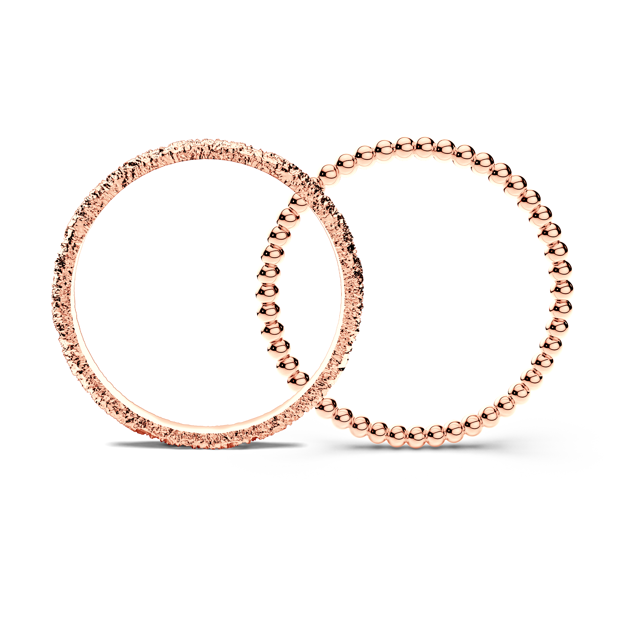 Partnerringe Sign of Love®: Roségold, flach 2,6 mm und rund 1,3 mm