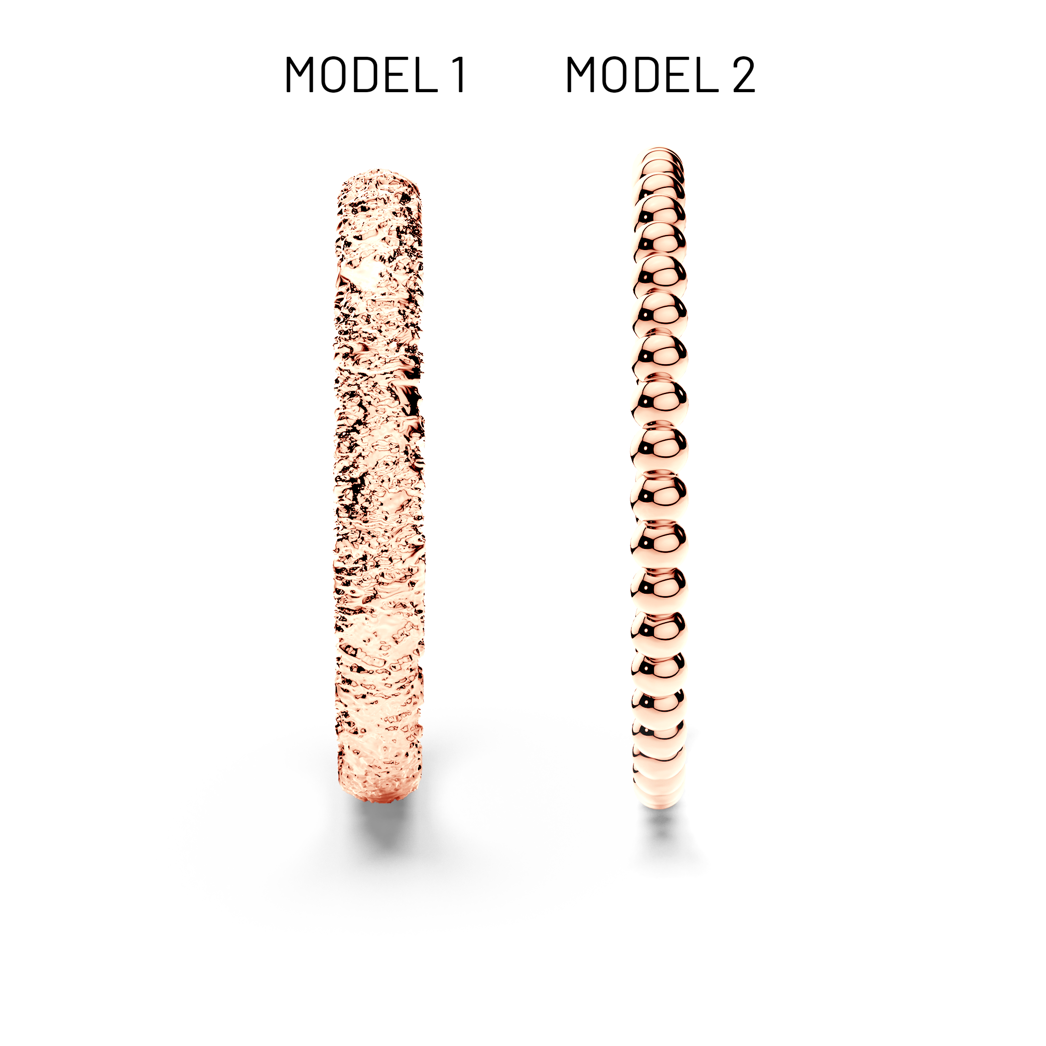 Partnerringe Sign of Love®: Roségold, flach 2,6 mm und rund 1,3 mm