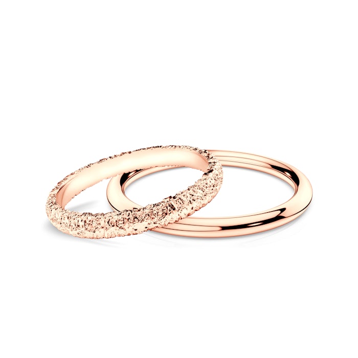 Partnerské prsteny Sign of Love®: růžové zlato, plochý 2,6 mm + kulatý 1,7 mm