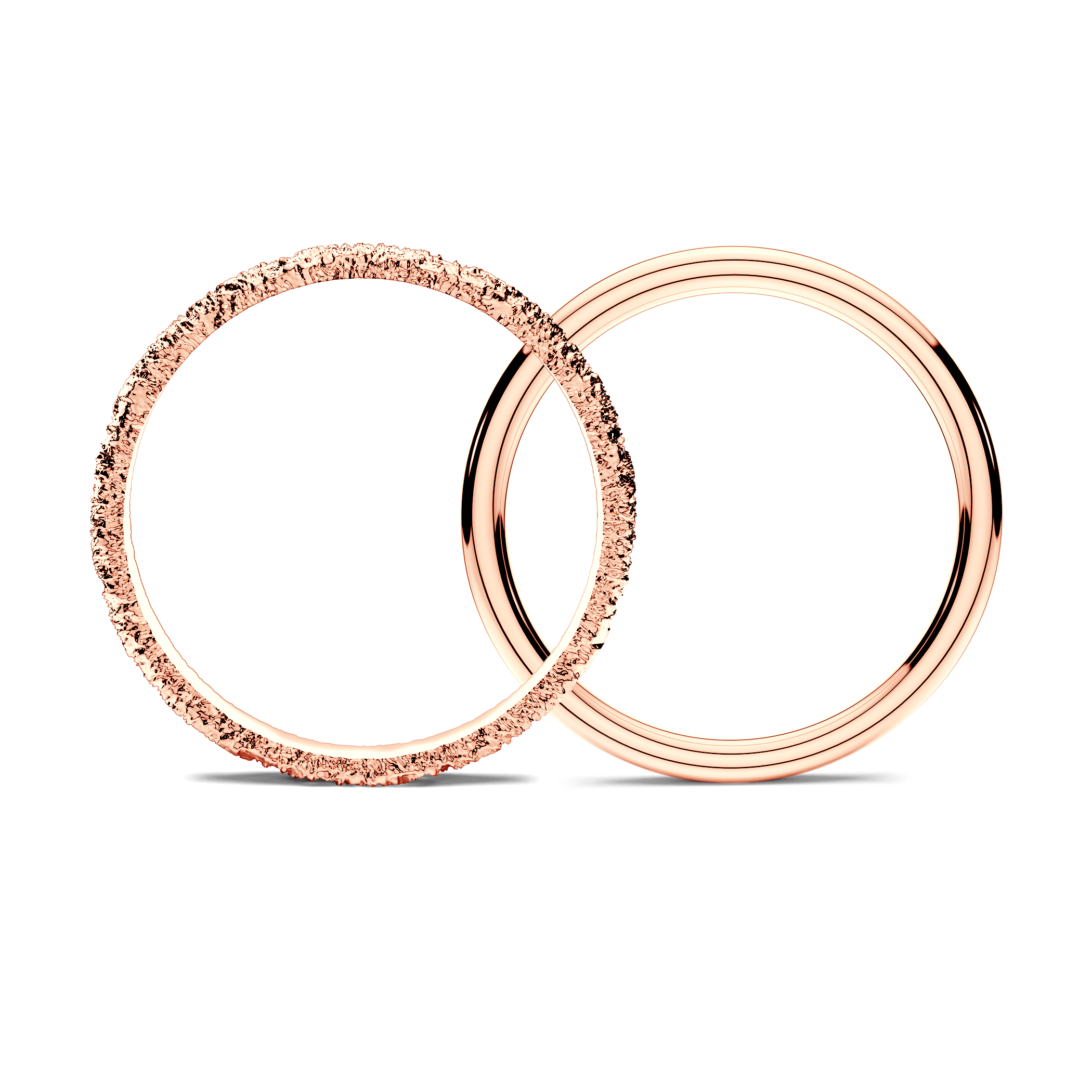 Partnerringe Sign of Love®: Roségold, flach 2,6 mm und rund 1,7 mm