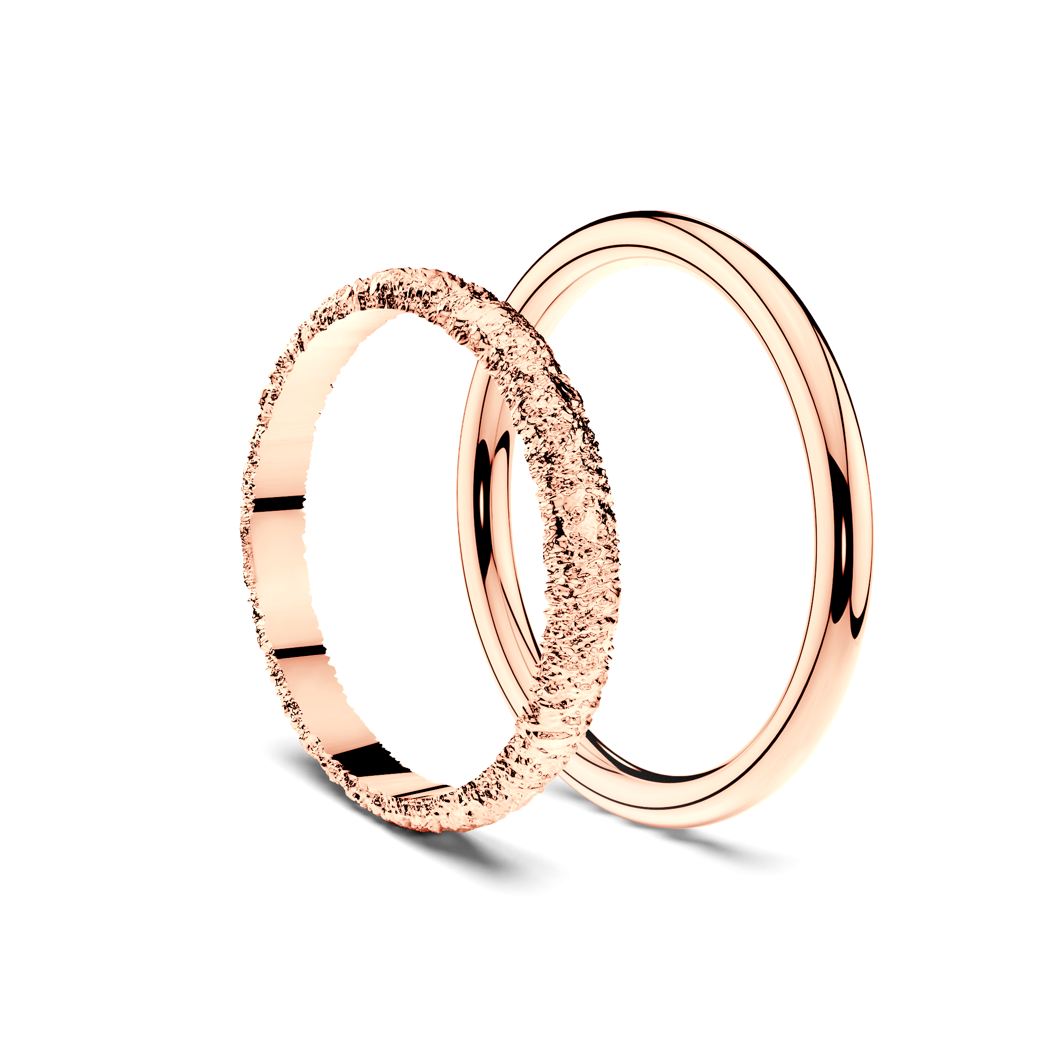 Partnerringe Sign of Love®: Roségold, flach 2,6 mm und rund 1,7 mm