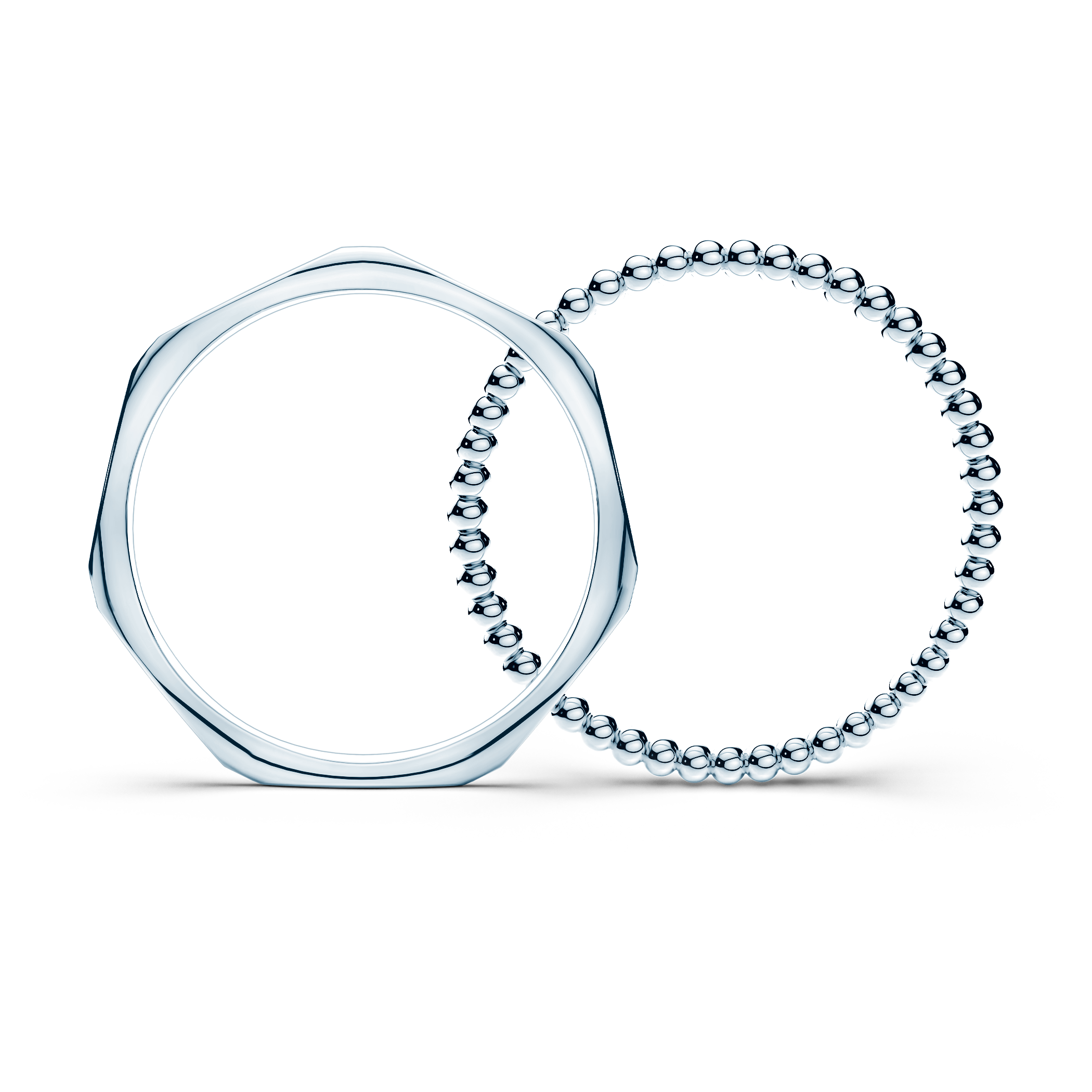 Partnerringe Sign of Love®: Weißgold, flach 1,9 mm und rund 1,3 mm