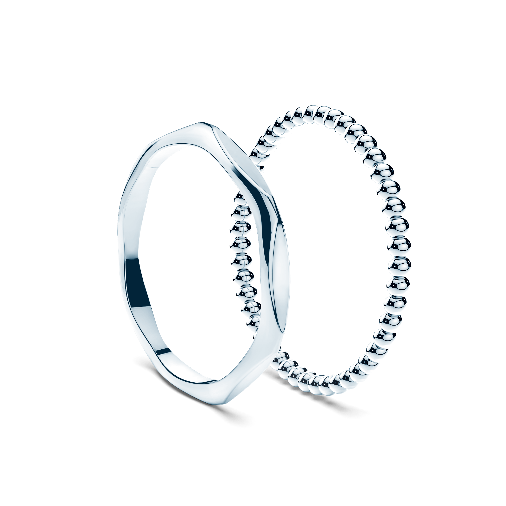 Partnerringe Sign of Love®: Weißgold, flach 1,9 mm und rund 1,3 mm