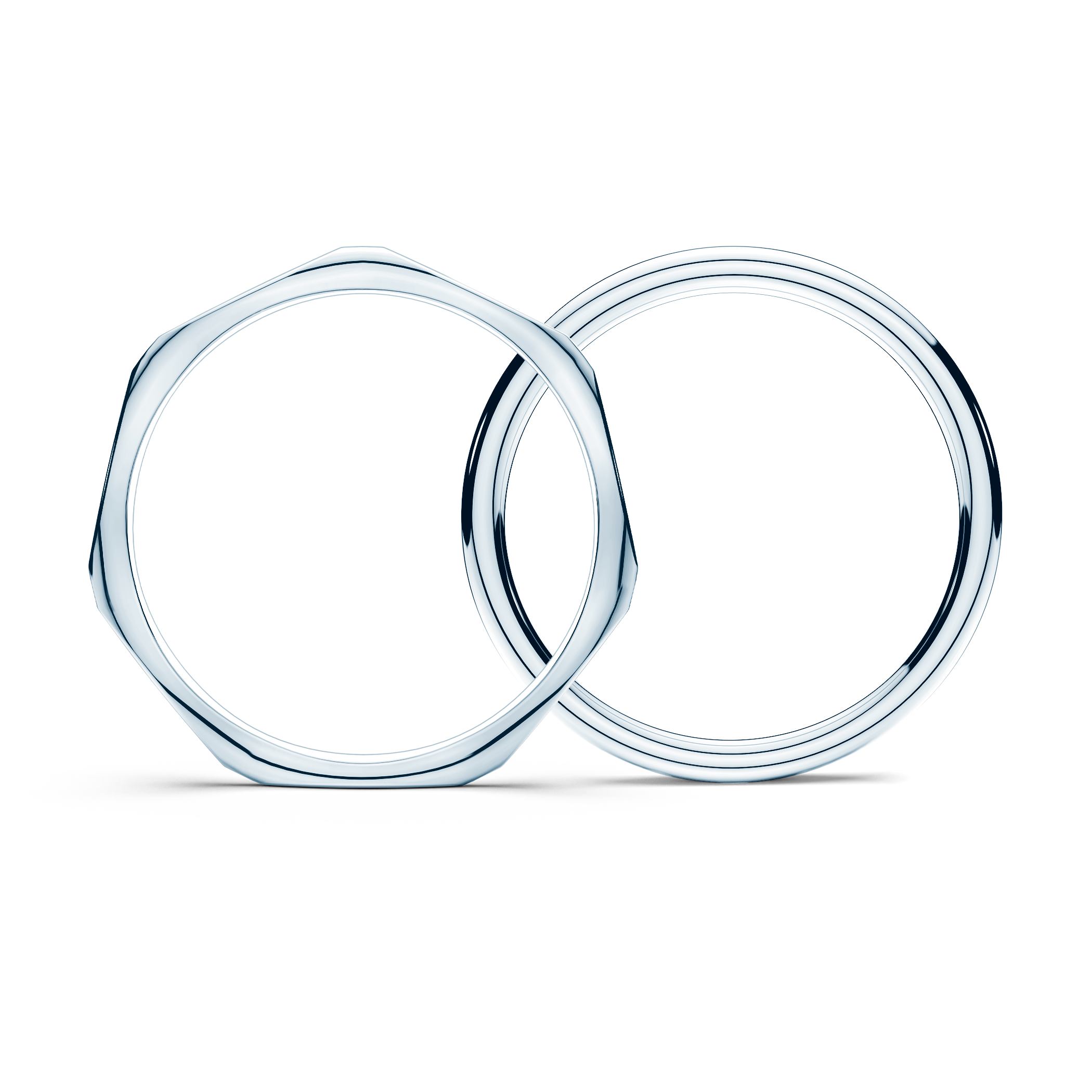 Partnerringe Sign of Love®: Weißgold, flach 1,9 mm und rund 1,7 mm
