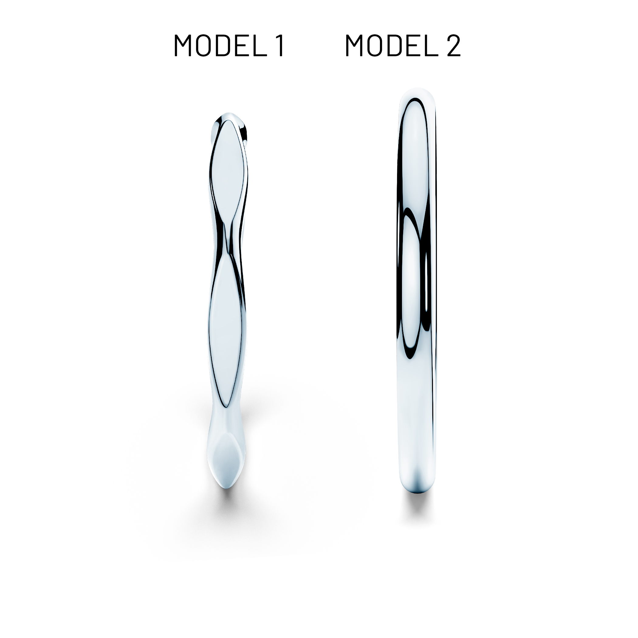 Partnerringe Sign of Love®: Weißgold, flach 1,9 mm und rund 1,7 mm