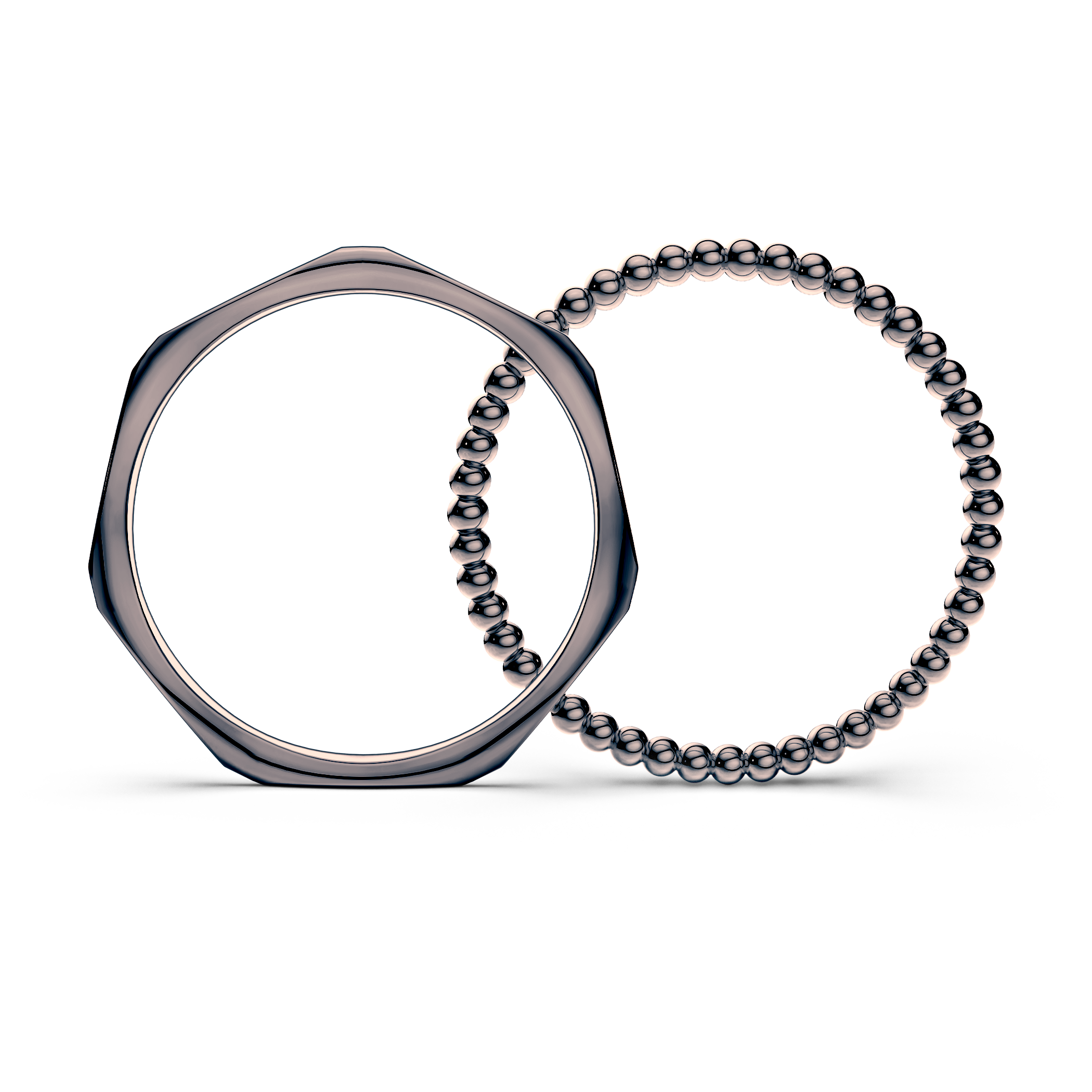 Partnerringe Sign of Love®: schwarzes Gold, flach 1,9 mm und rund 1,3 mm