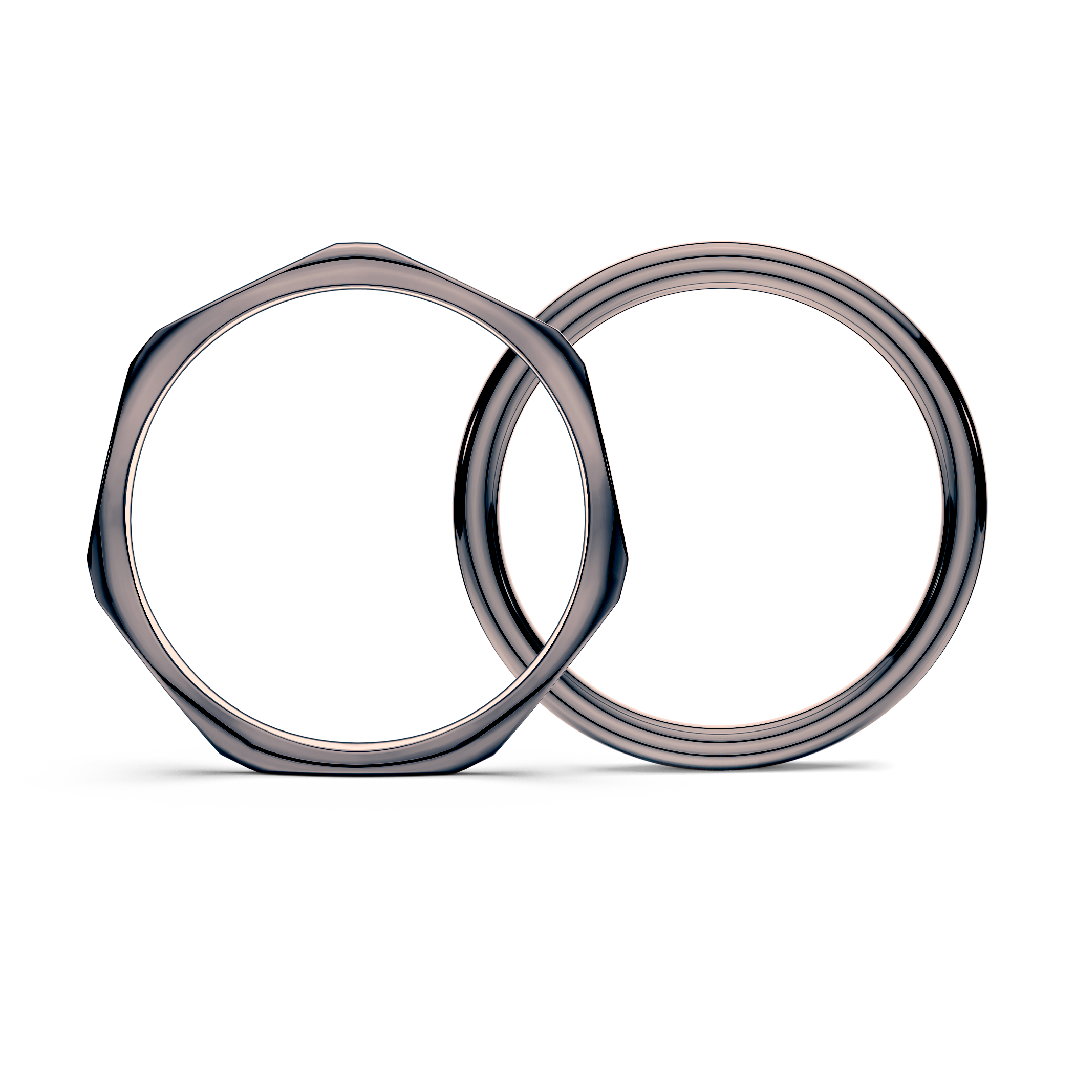 Partnerringe Sign of Love®: schwarzes Gold, flach 1,9 mm und rund 1,7 mm