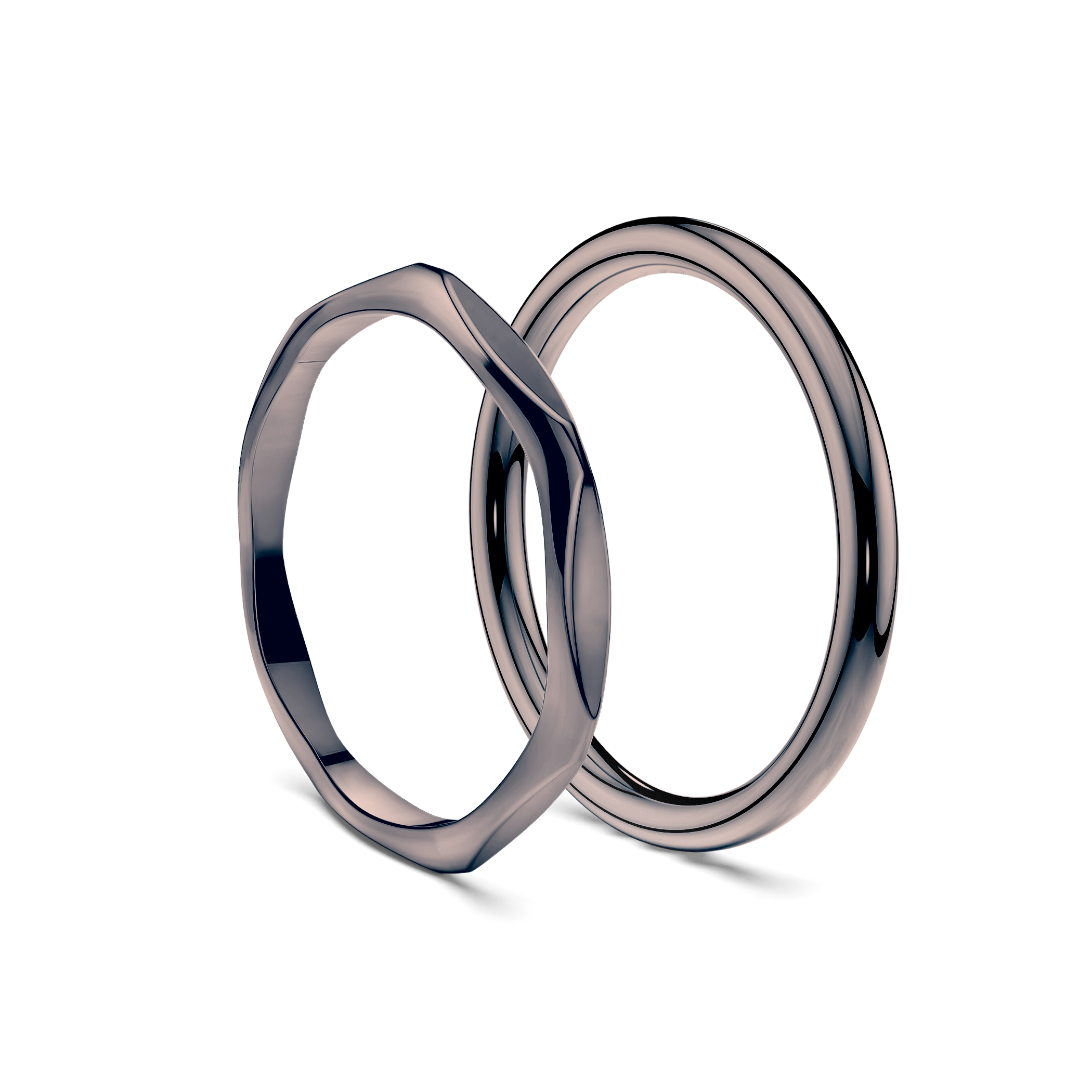 Partnerringe Sign of Love®: schwarzes Gold, flach 1,9 mm und rund 1,7 mm