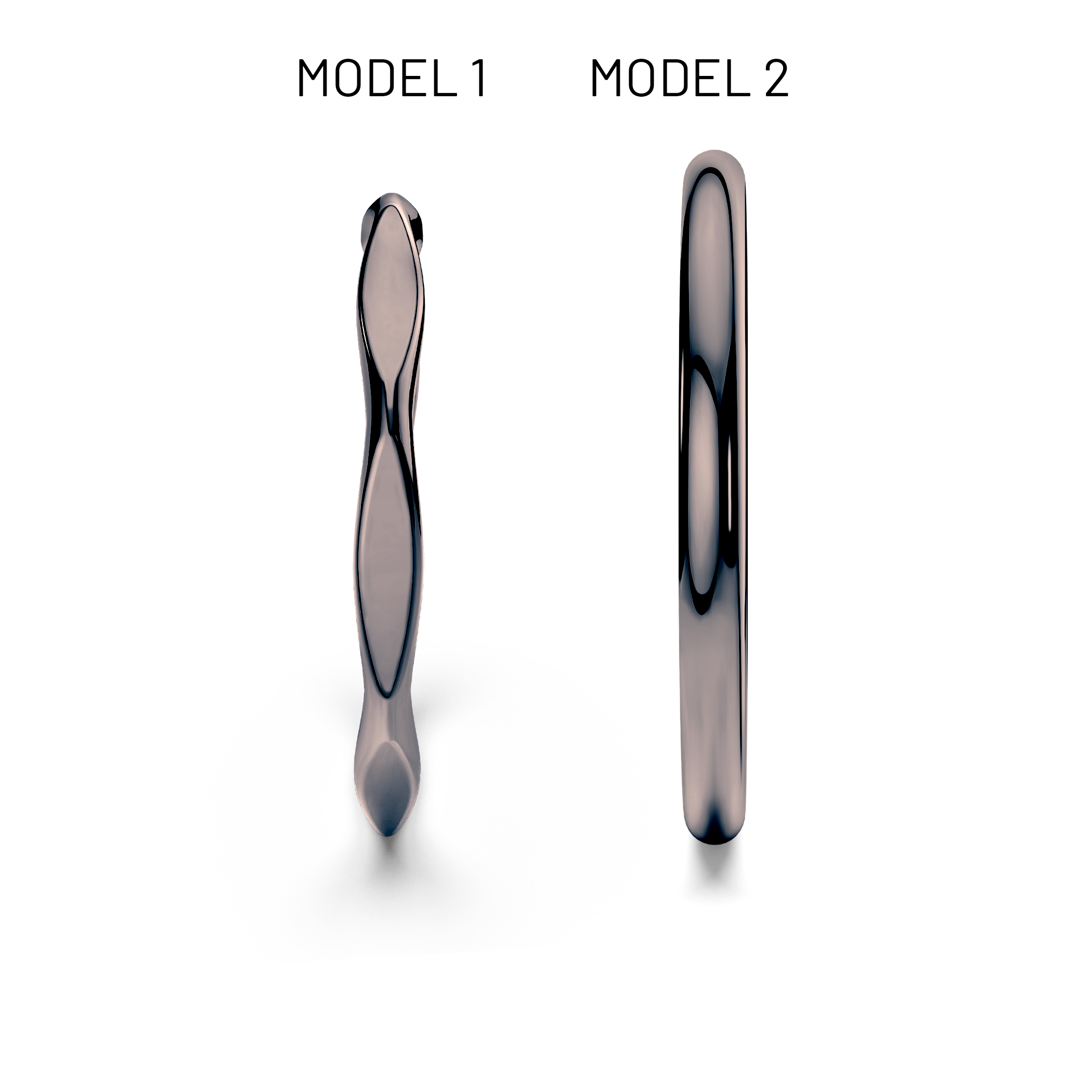 Partnerringe Sign of Love®: schwarzes Gold, flach 1,9 mm und rund 1,7 mm