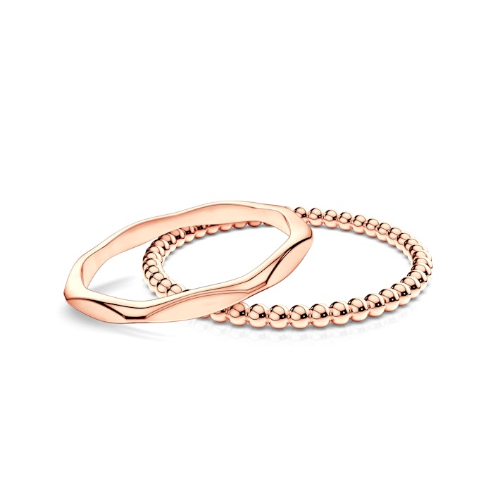 Partnerské prsteny Sign of Love®: růžové zlato, plochý 1,9 mm + kulatý 1,3 mm