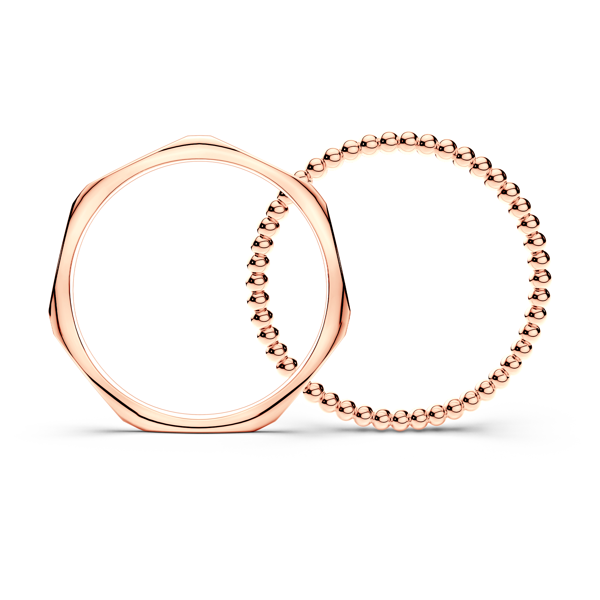 Partnerringe Sign of Love®: Roségold, flach 1,9 mm und rund 1,3 mm