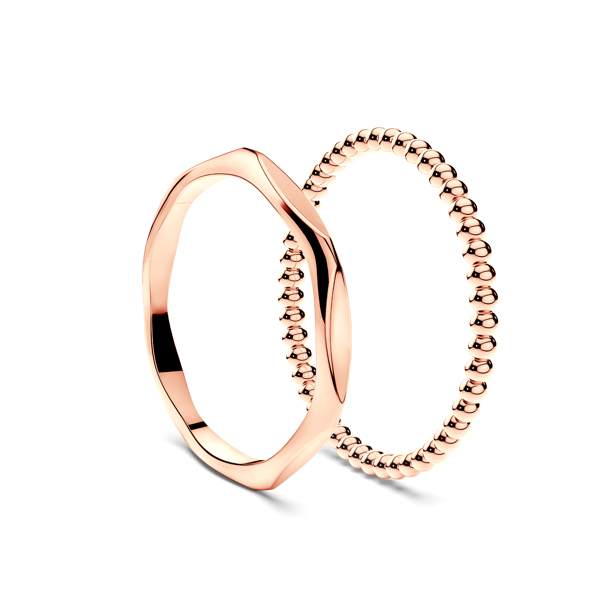 Partnerringe Sign of Love®: Roségold, flach 1,9 mm und rund 1,3 mm