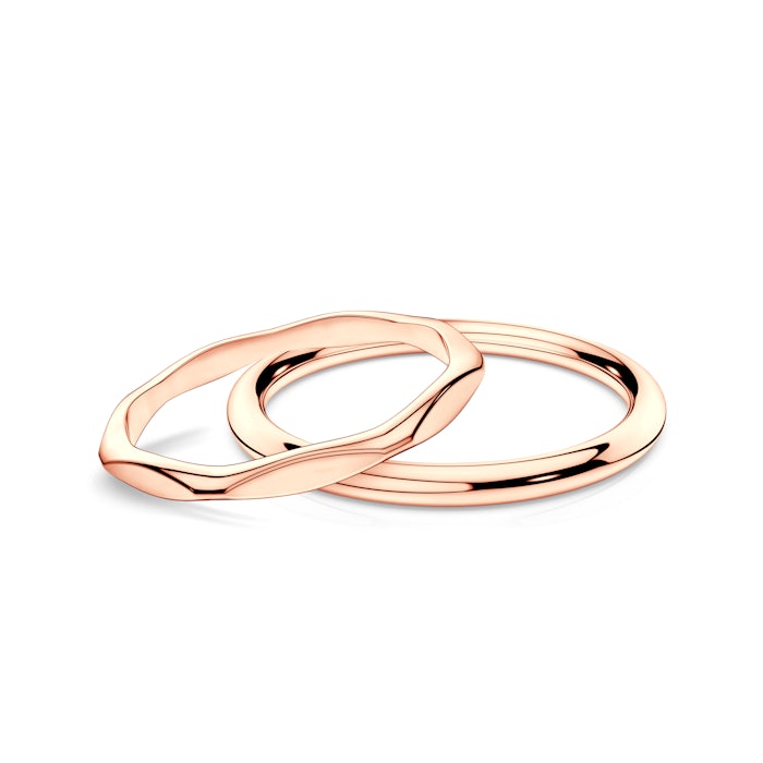 Partnerské prsteny Sign of Love®: růžové zlato, plochý 1,9 mm + kulatý 1,7 mm