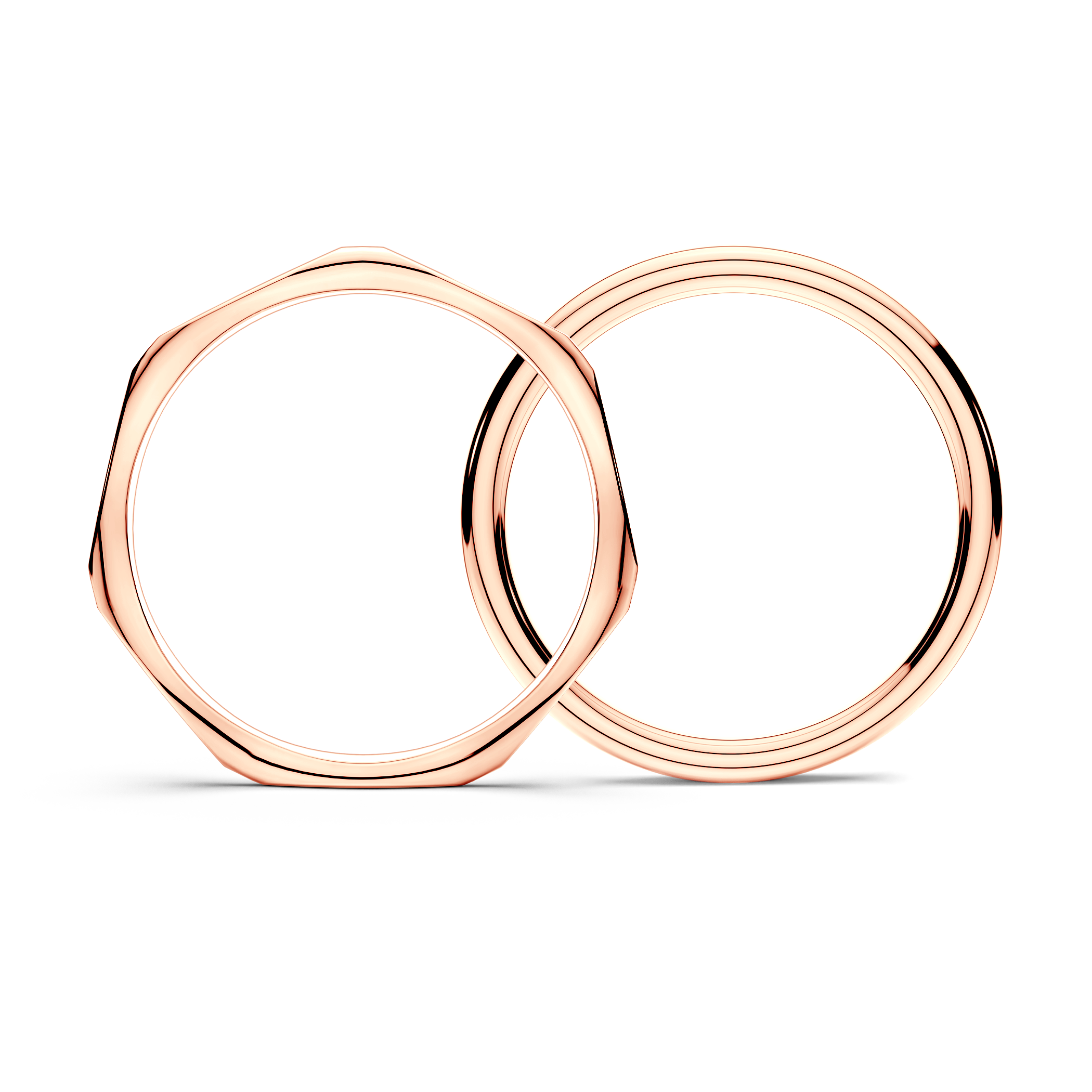 Partnerringe Sign of Love®: Roségold, flach 1,9 mm und rund 1,7 mm
