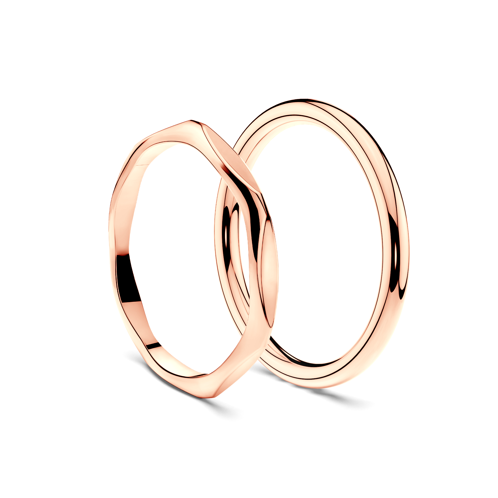 Partnerringe Sign of Love®: Roségold, flach 1,9 mm und rund 1,7 mm
